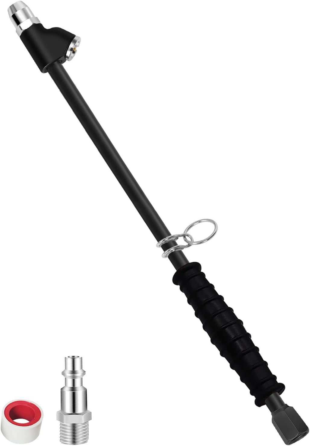 GODESON Air Chuck,12" Extended Reach Air Chucks for Tires，Heavy Duty Dual Head Air Chuck for Semi Tire Inflation,1/4" FNPT Straight Air Chuck for Truck RV Semi Dually Tires