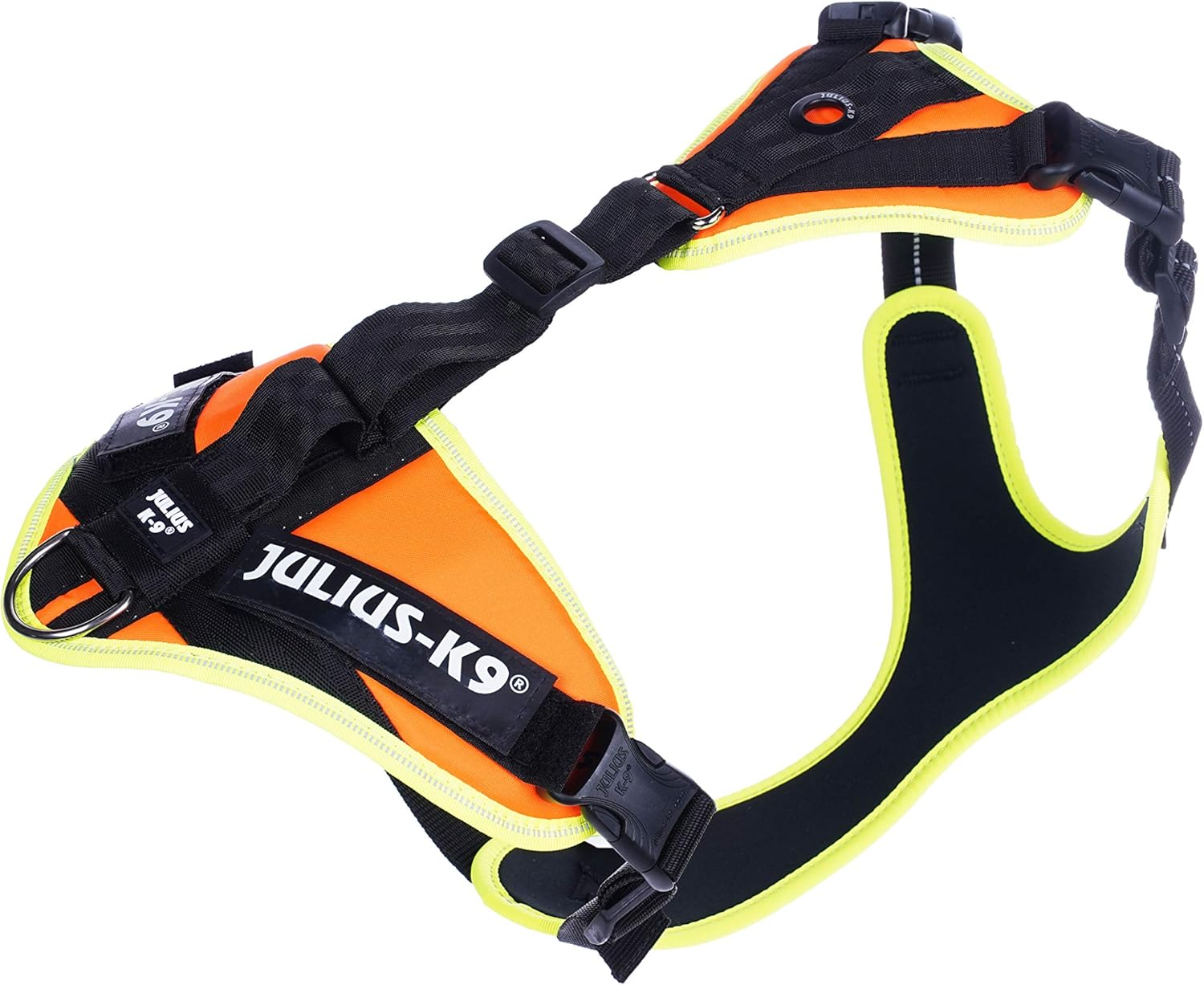 Julius-K9 Mantrailing Harness, Size: M, Uv Orange with Neon Edge, 0.3 Kg