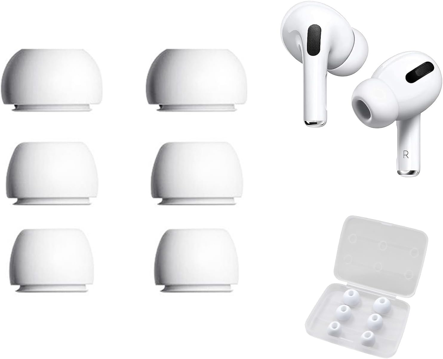 3 Pairs Replacement Ear Tips for Airpods Pro 1/2 with Hole for Noise Reduction and Portable Storage Case, Anti-Slip Soft Silicone Earbud Tips for Airpods Pro, Different Sizes (S/M/L) image number 3