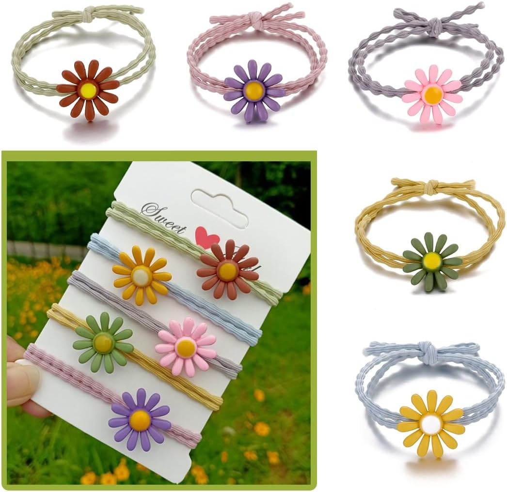 XYTAHDM Pack of 40 Women'S Hair Bobbles, Daisy Hair Bobbles Girls, Elastic Hair Bands, Ponytail, Hair Bobbles Small, Hair Scrunchie Spiral, Thin Hair Bands (Random Colour) image number 2