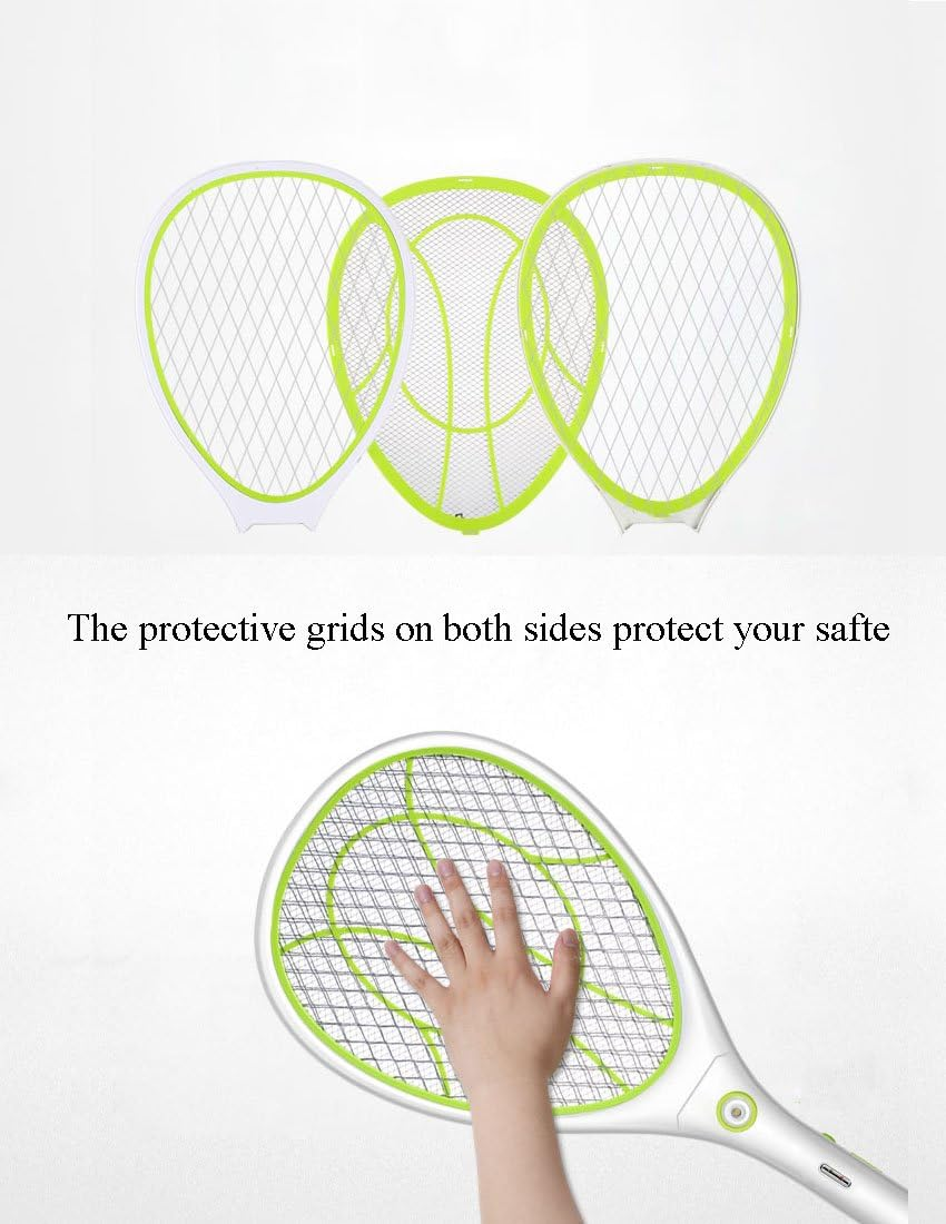 Night Cat Electric Mosquito Fly Swatter Bug Zapper Bat Racket, Pests Insects Control Killer Repellent, USB Rechargeable, LED Lighting, Double Layers Mesh Protection image number 1