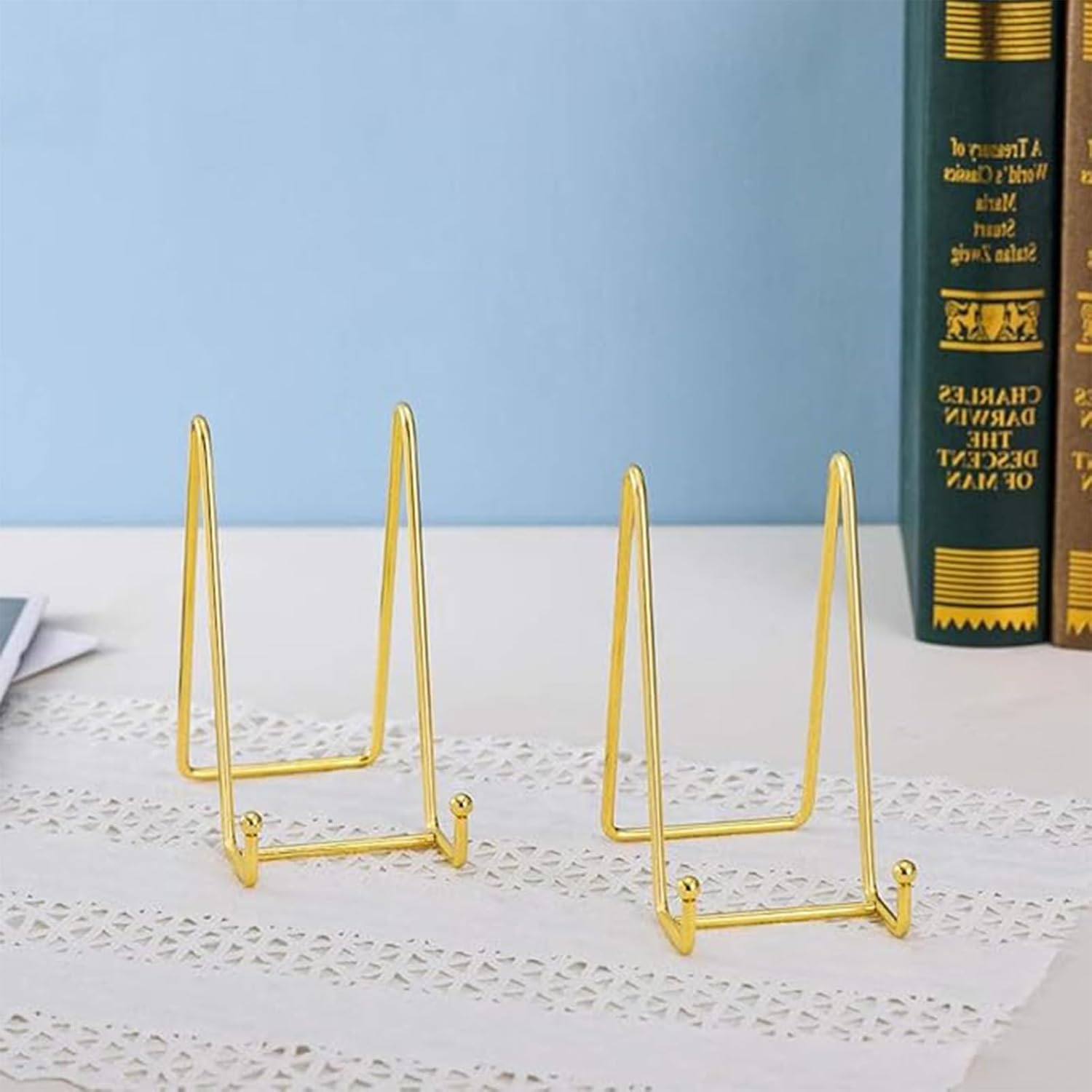 4 Pcs Display Stand,Metal Frame Stand for Picture, Book, Photo Easel, Creation, Book Display Stand Tabletop Art Decorative Trays image number 4