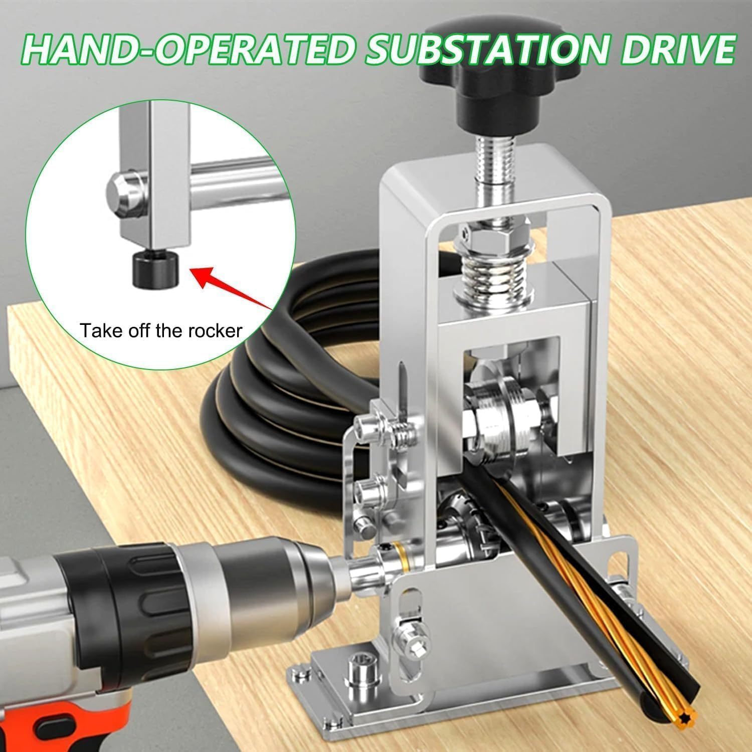 Copper Wire Stripper, Manual/Automatic Electric Wire Stripping Machine with Four Inlet Holes 3MM, 7MM, 10MM, 17MM, Cable Stripper Tool for 2-25Mm Cable