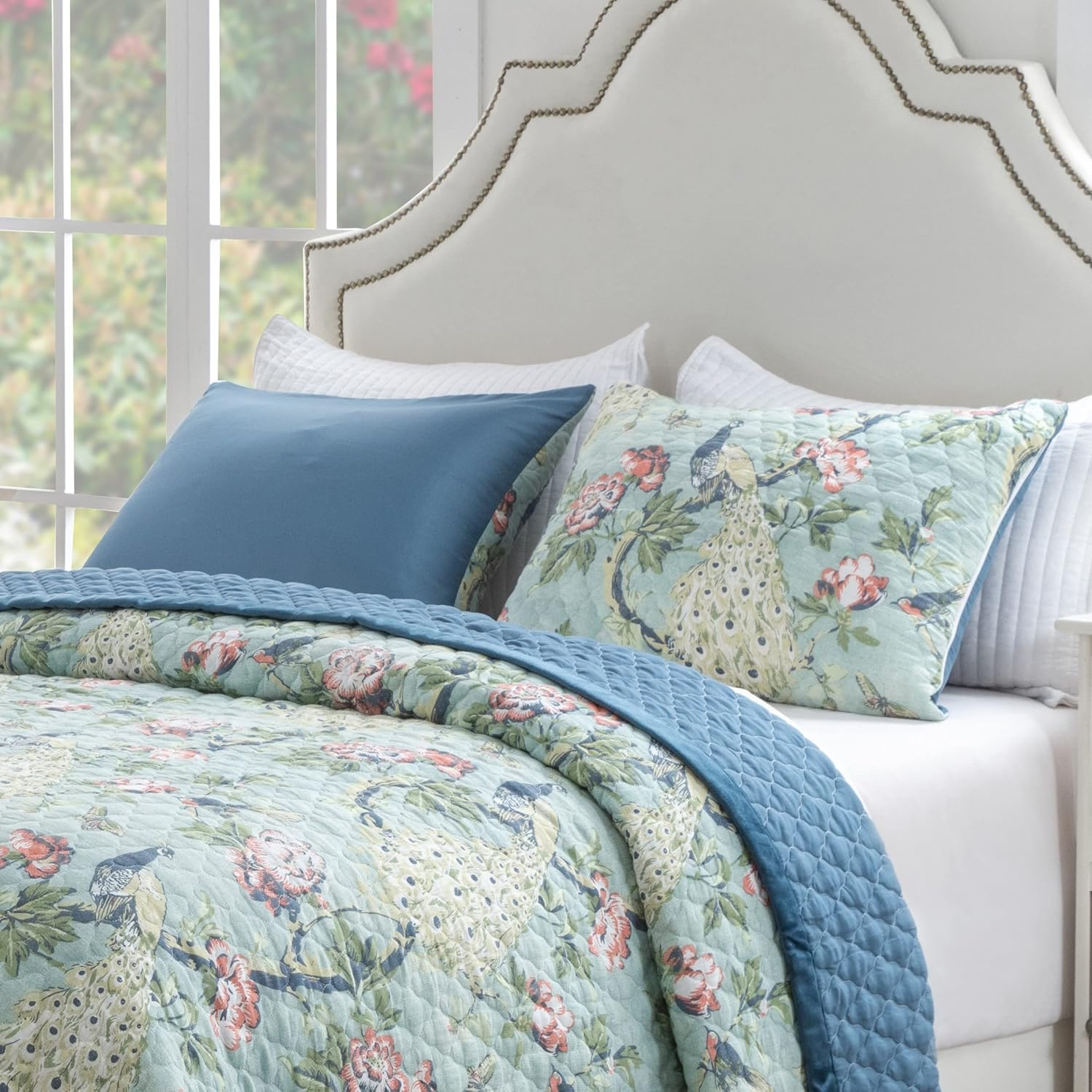 Greenland Home Pavona Enchanted Garden Quilted Pillow Sham, Standard 20X26-Inch image number 5