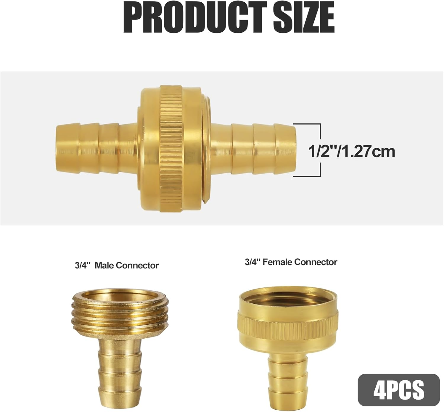PEUTIER 4 Sets 1/2 Inch Garden Hose Repair Kits, Brass Water Hose Mender Male and Female Hose Connectors with Clamp and Washer Water Hose End Replacement for Garden Water Hose Fitting (Style 3) image number 4