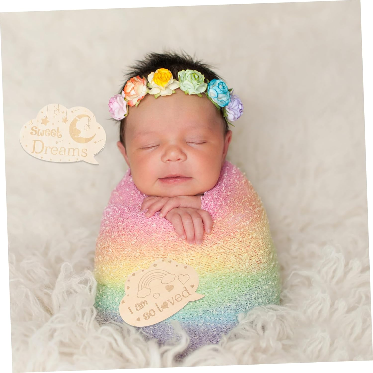 Boy Girl Milestone Wood Cards Double-Sided Photo Prop Natural Grain Monthly Birth Announcements image number 2