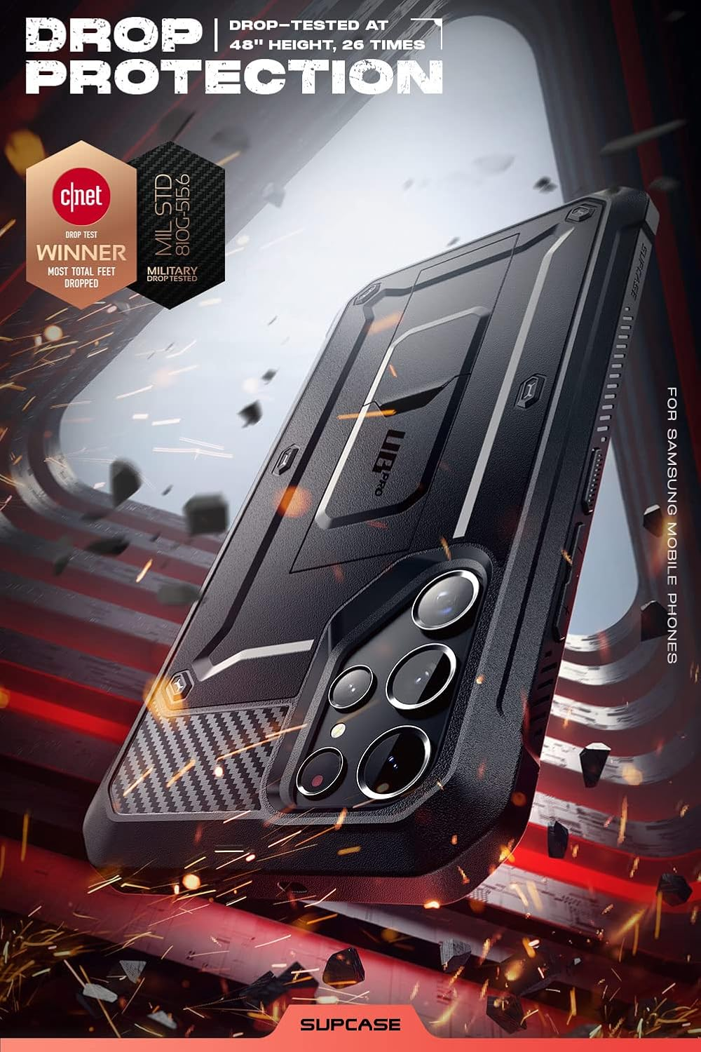 SUPCASE Unicorn Beetle Pro Series Case Designed for Samsung Galaxy S22 Ultra 5G (2022 Release), Full-Body Dual Layer Rugged Holster & Kickstand Case without Built-In Screen Protector (Black)