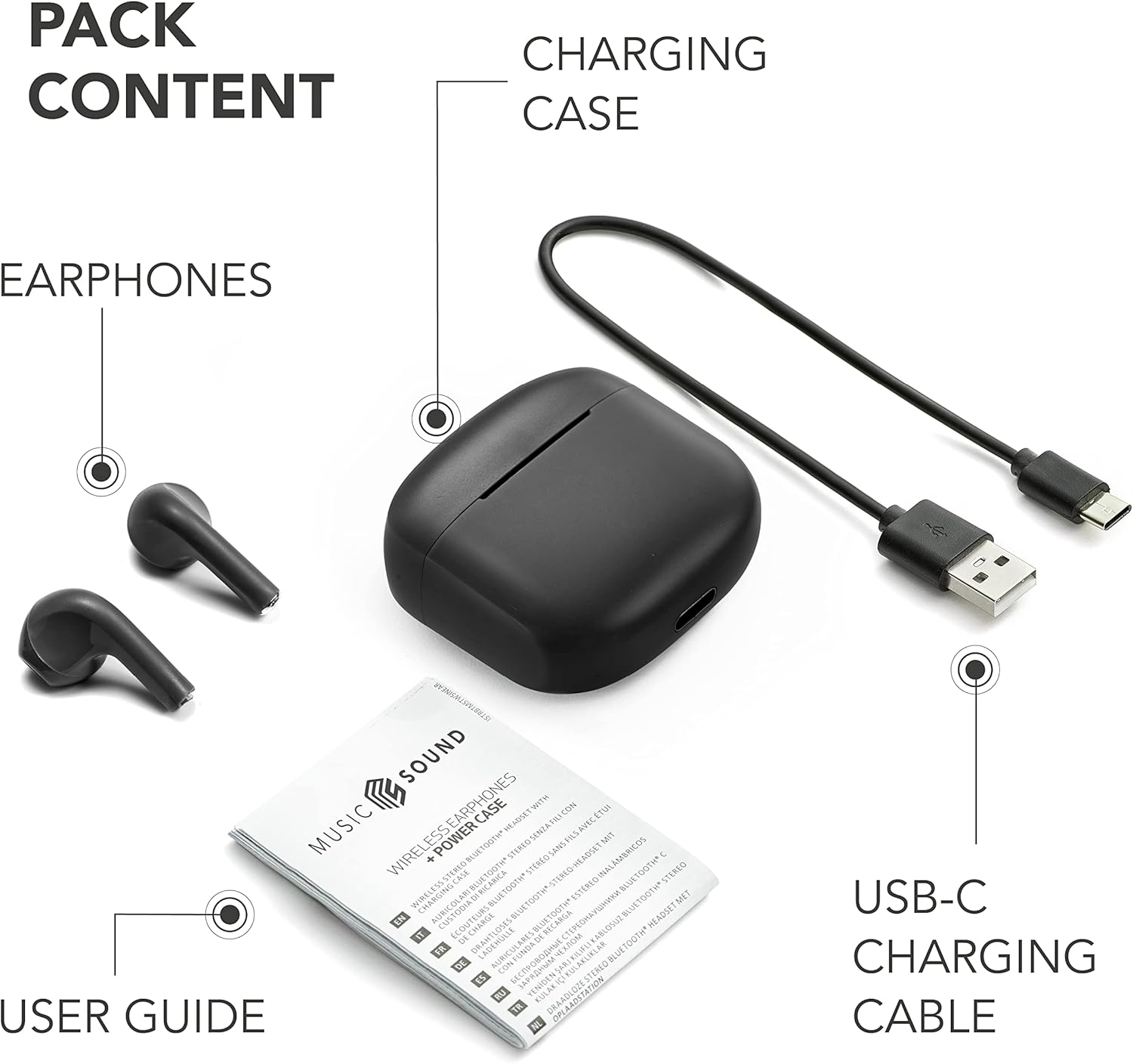 Music Sound | Swag Wireless Capsule Headset - Playback Time up to 20 Hours - Bluetooth - Black image number 2