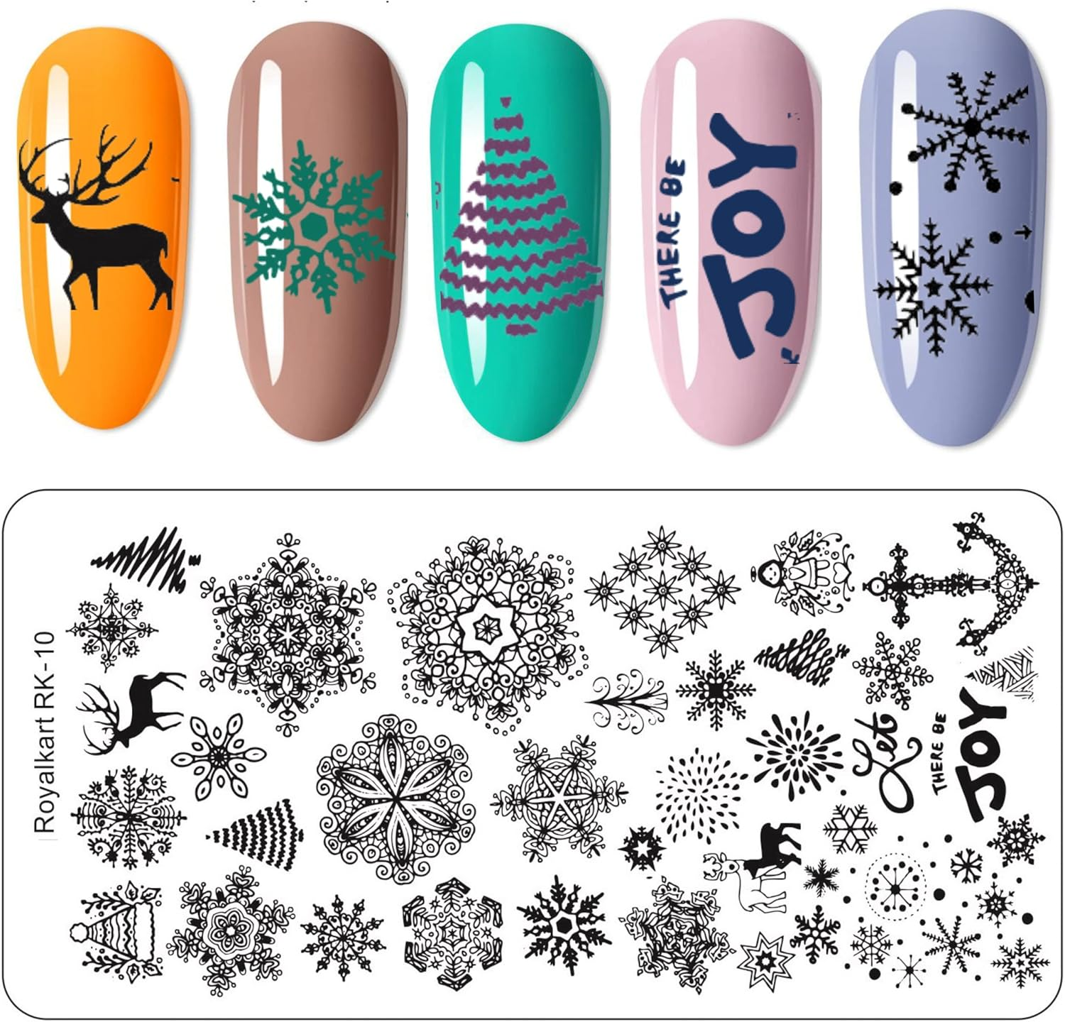 Royalkart Nail Art Stamping Kit with Nail Art Tools |48 Pcs Nail Art Glitter Set & 15 Pcs Nail Brushes - Gift for Girl (RK Series)