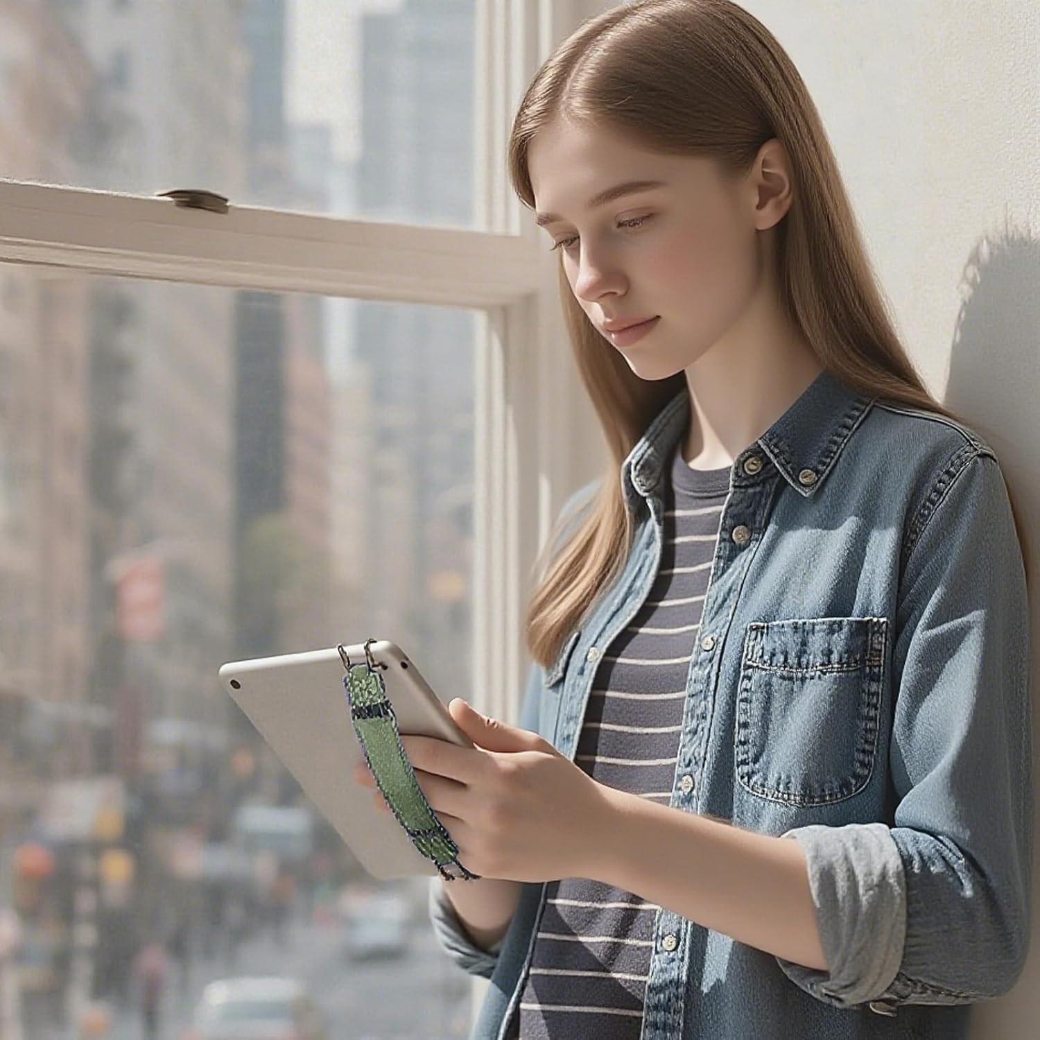 E-Reader Hand Strap for 6-7" Devices - Compatible with Kindle (2018-2024 Paperwhite/Oasis) & Kobo, Matcha Green Elastic Finger Loop Grip - Non-Slip Reading Accessory