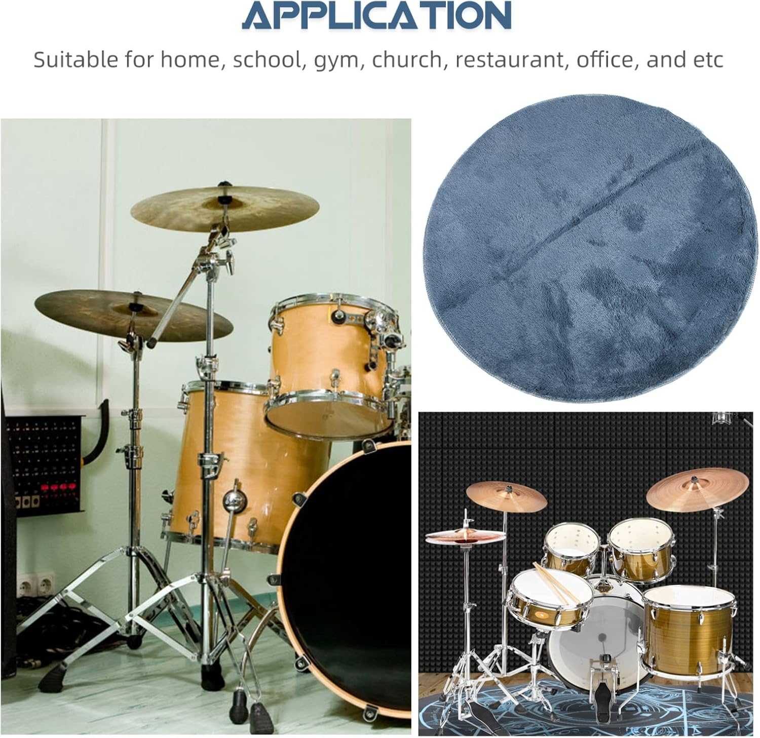 Drum Carpet Music Noise Dampening Rug Noise Reducing Rugs Soundproof Panel Nonslip Rug Pad Acoustic Panel Sound Absorbing Carpet Sound Insulation Pad Polyester Floor Non-Slip Mat