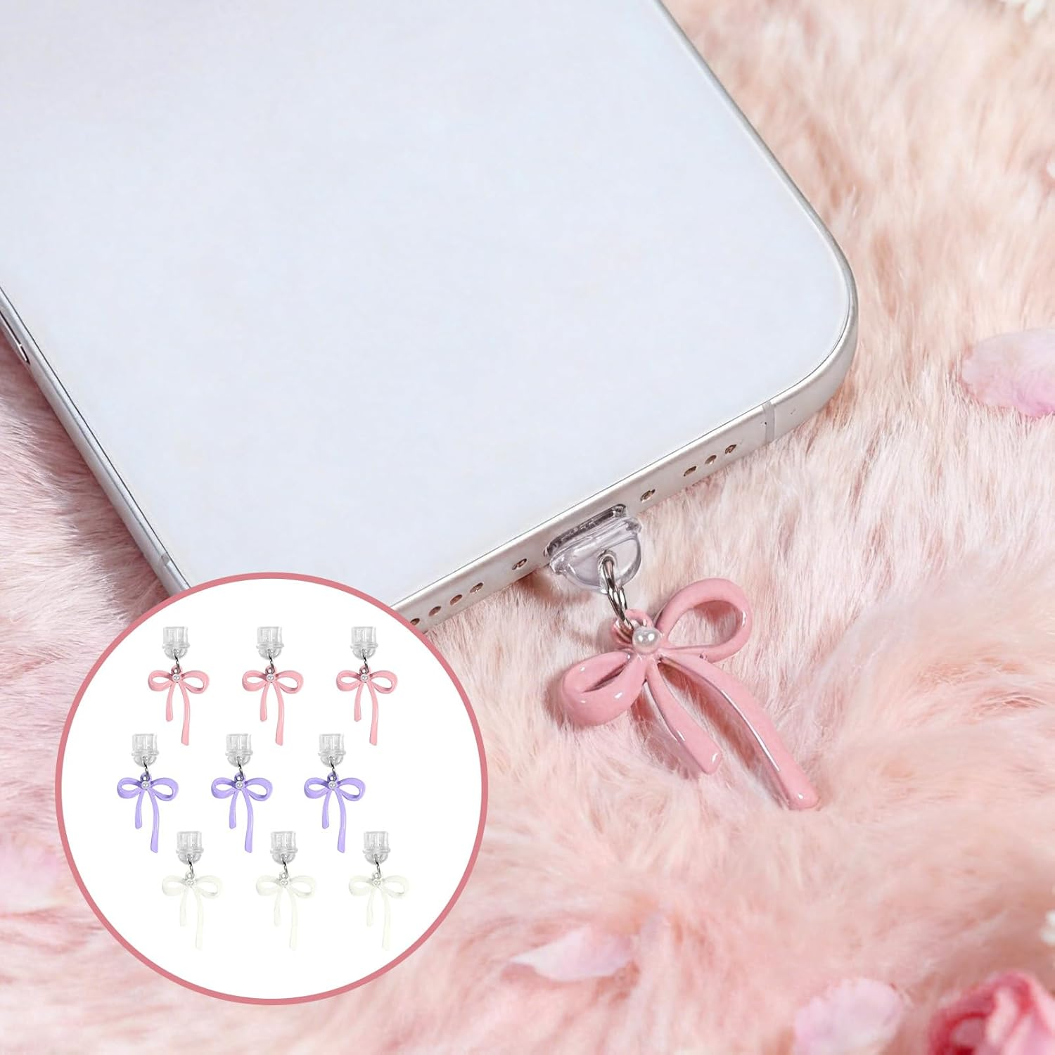 9 Pcs USB C Dust Plug Cute, Type C Dust Plug for Phone Accessories, Stylish Anti-Dust Plugs for Phones USB C Ports, Universal Fit E-Reader Phone Devices image number 6