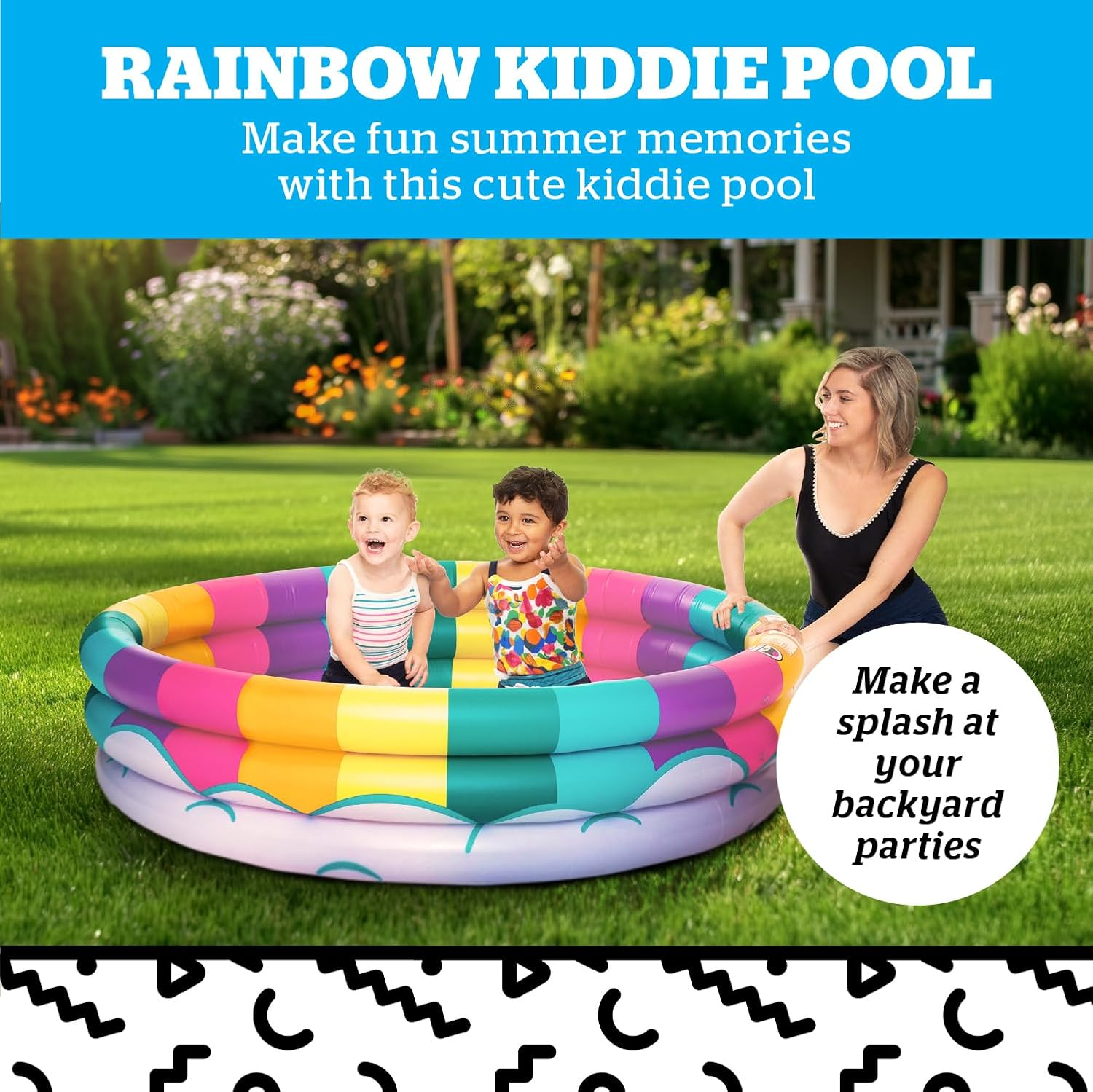 Bigmouth Inc. Inflatable Kiddie Pool, Durable Plastic Baby Pool (Rainbow) image number 2