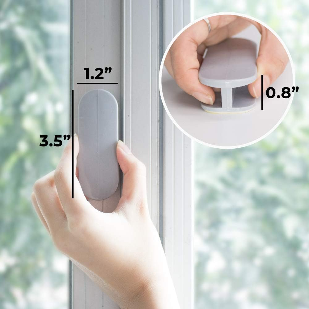 Dailytreasures 4Pcs Self-Stick Instant Cabinet Drawer-Humanity Handle Helper Auxiliary for Kitchen Cabinet Knobs Drawer Window Sliding Door-Wardrobe Self-Stick Push Pull Helper Stick-On Handles(Gray)