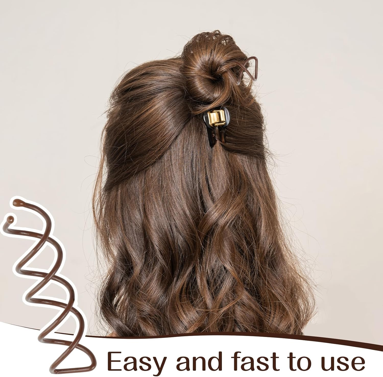 Pack of 20 Hair Spirals, Spiral Hair Clips, Spiral Hairpins, Irregular Hairpin, Bobby Pins, Hair Combs for Plugging, Fixing Bun of Accessories, Spiral Hair Pins for Updo Hairstyles Hairstyle Aid image number 4