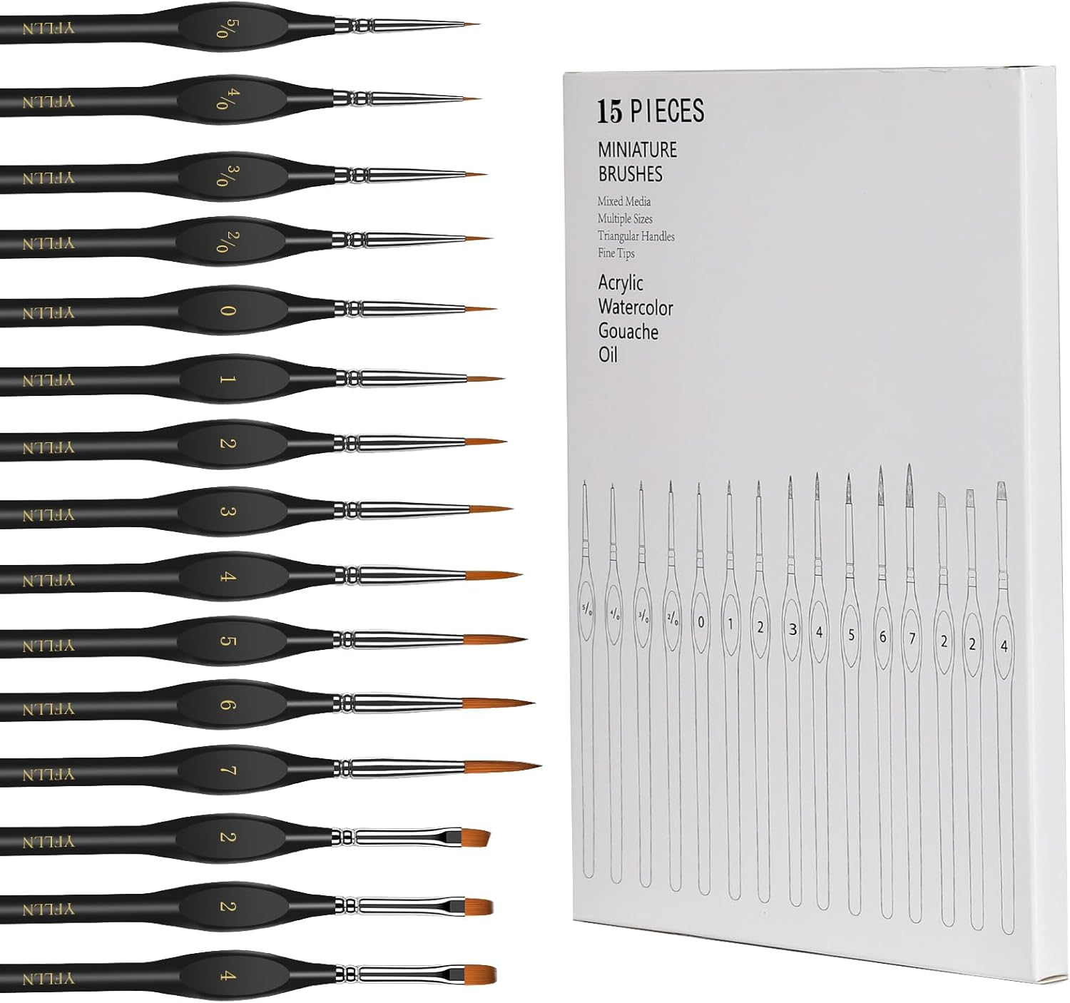 Miniature Paint Brushes, 15PCS Model Brushes Detail Paint Brush Set, Fine Detailing for Watercolor, Oil, Face, Acrylic, Nail, Line Drawing, Scale Model Painting（Black） image number 2