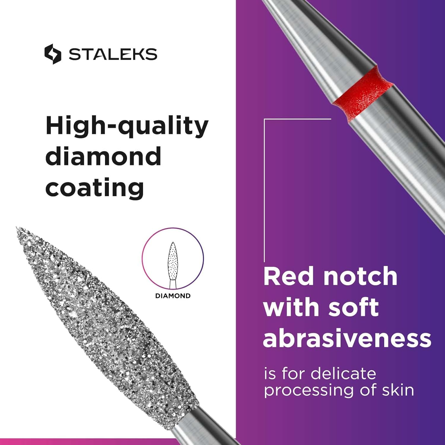 STALEKS PRO - Diamond Bit - Flame (Red Ring) I Attachment for Nail Cutters I Bits for Apparative Manicures and Pedicures I Grinding Attachment for Electric Grinders I Nail Drill Bit (FA10R023/10) image number 6