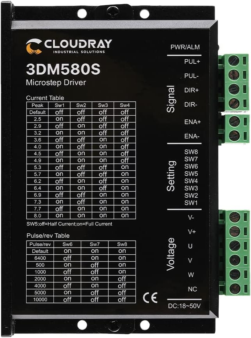Cloudray 3-Phase Stepper Motor Driver 3DM580S 1.0-8.0A 18-50VDC for CNC Nema 17, 23, 24 and 34 Stepper Motor image number 6