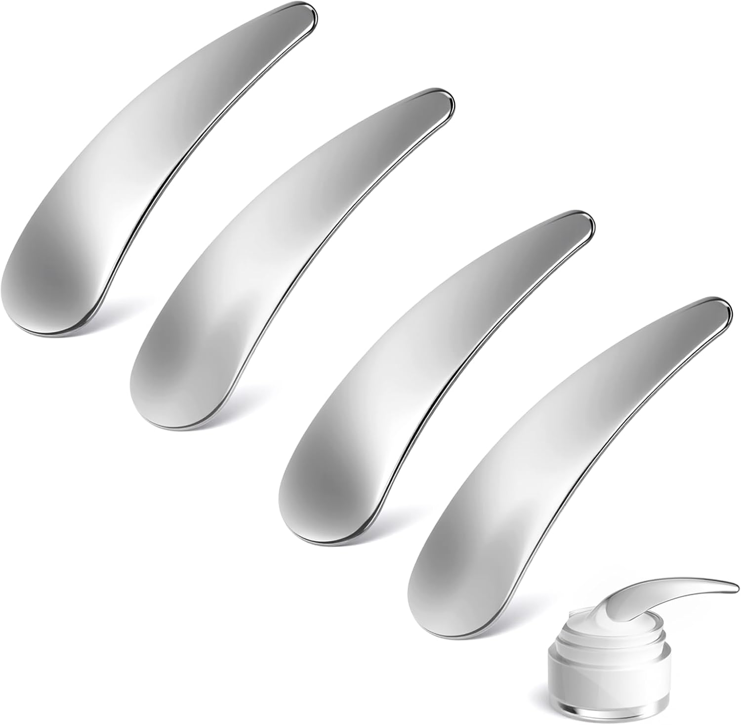 4 Pcs Cosmetic Spatula Mini Makeup Spatulas for Skincare, Reusable Cosmetic Cream Spatulas Spoon, Skincare Scoop Applicator Facial Massage Beauty Tools for Mixing and Sampling Face Eye Cream image number 1