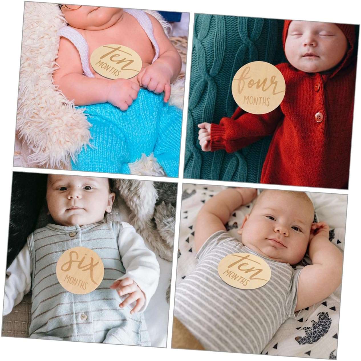 Bestonzon 12 Pcs Wooden Double Sided Monthly Milestone Discs Growth Signs Photo Props Newborn Announcement Cards for Pregnancy Journey and Nursery Decoration image number 5