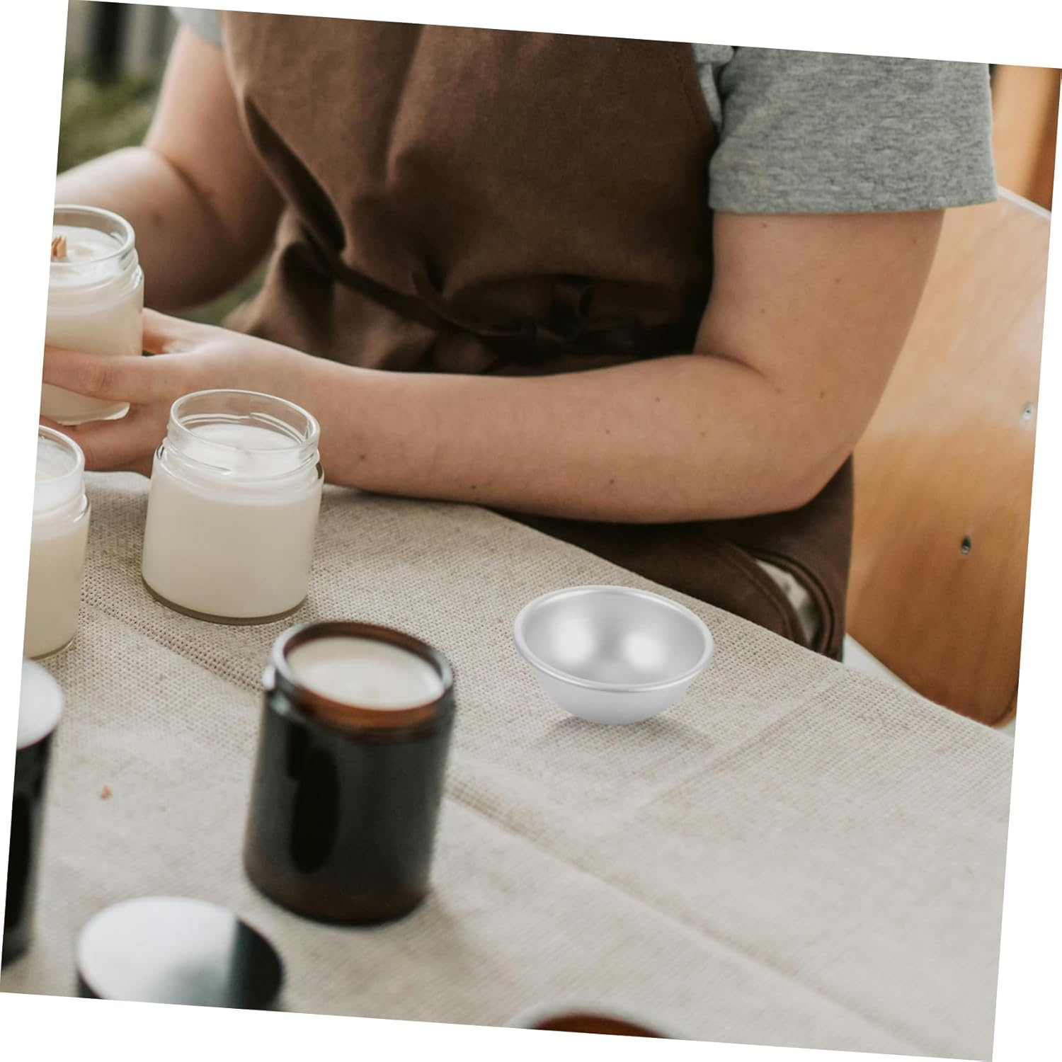 HOMSFOU 12Pcs Aluminum Semicircular Bath Salt Molds DIY Bomb Molds for Shower Soaps image number 4