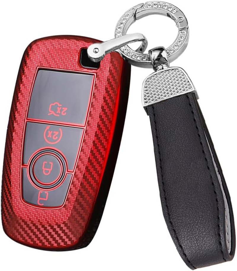 Ontto TPU Car Key Fob Cover Case Fit for Ford Focus Edge Explorer Fusion Mondeo Mustang Raptor Ecosport Ranger F150 F250 F350 Remote Key Shell Holder Bag Keychain Keyring Accessories 4 Buttons Red - 3 Buttons-Pink image number 5