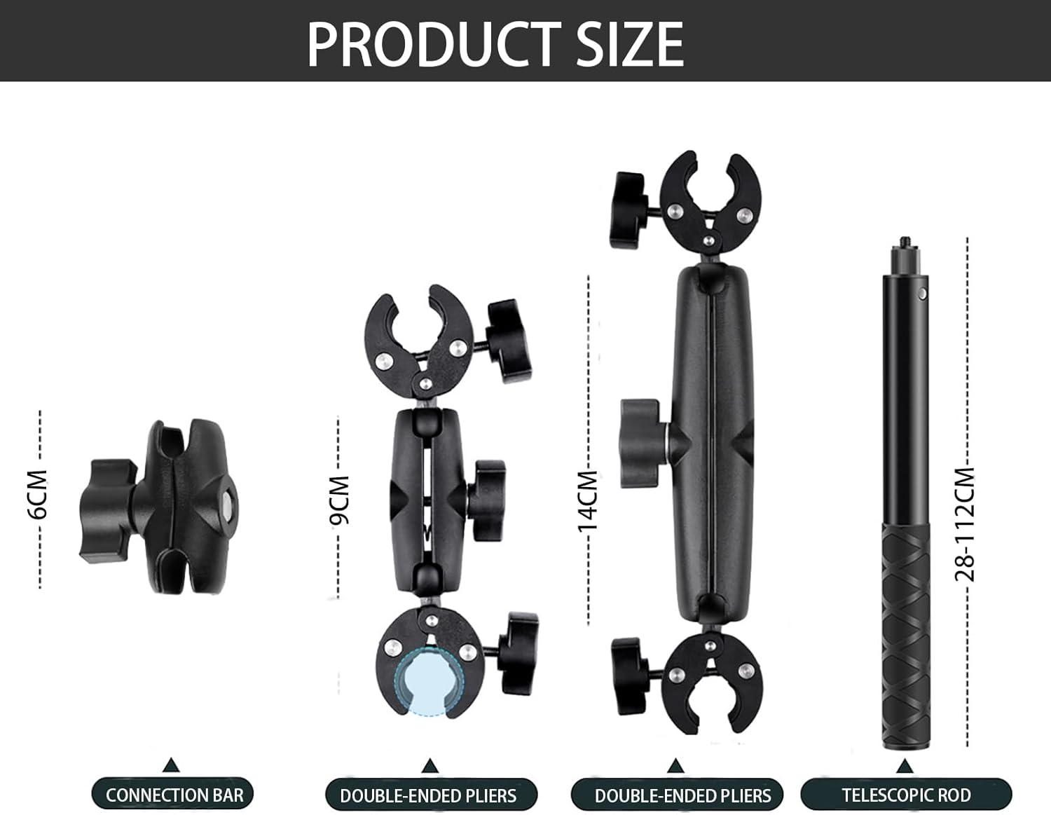 NEWFUN Camera Mount, Accessories for Insta360 X4, Motorcycle Kit for Insta360 X4, X3, X2 360 Degree Rotation, Double Clamp, Double Stability, Motorcycle Mount, Compatible with Multiple Devices image number 4