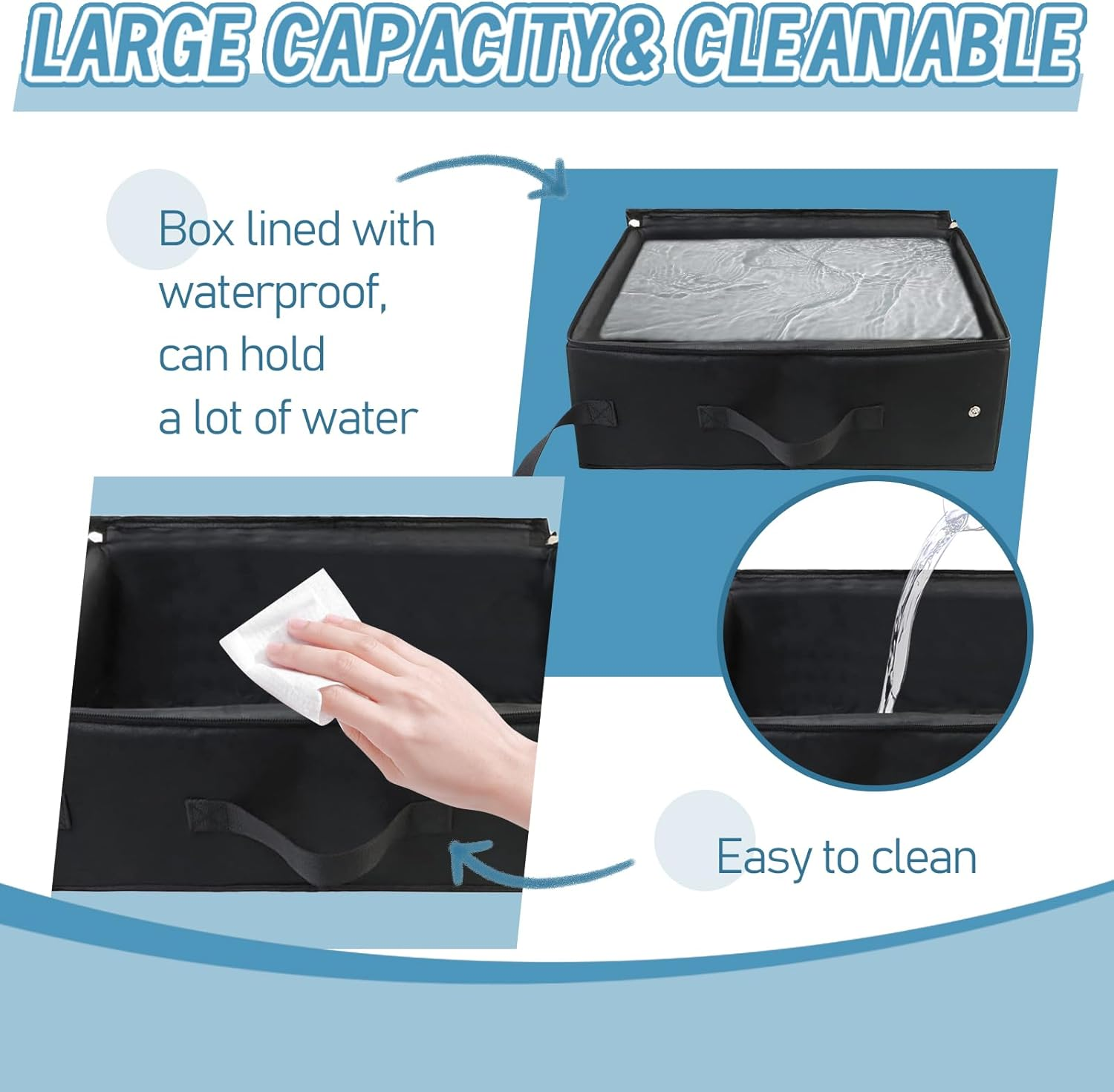 Foldable Cat Litter Tray, Foldable Travel Cat Litter Tray with Lid, Waterproof Cat Litter Tray Made of Oxford Fabric for Large Cats, Foldable Portable Cat Litter Tray for Car, Outdoor Travel with Pets image number 5