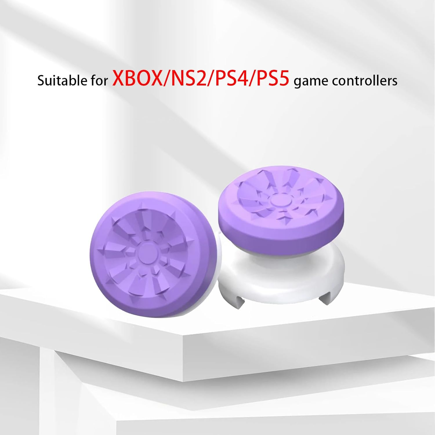 Luzcauwy 2 Pack Precision Thumb Grips for PS5 PS4 Controller, Purple Analog Stick Covers 1 High 1 Mid Rise, anti Slip Rubber Button Caps to Greatly Enhance Aiming Accuracy in FPS Games - Black image number 6