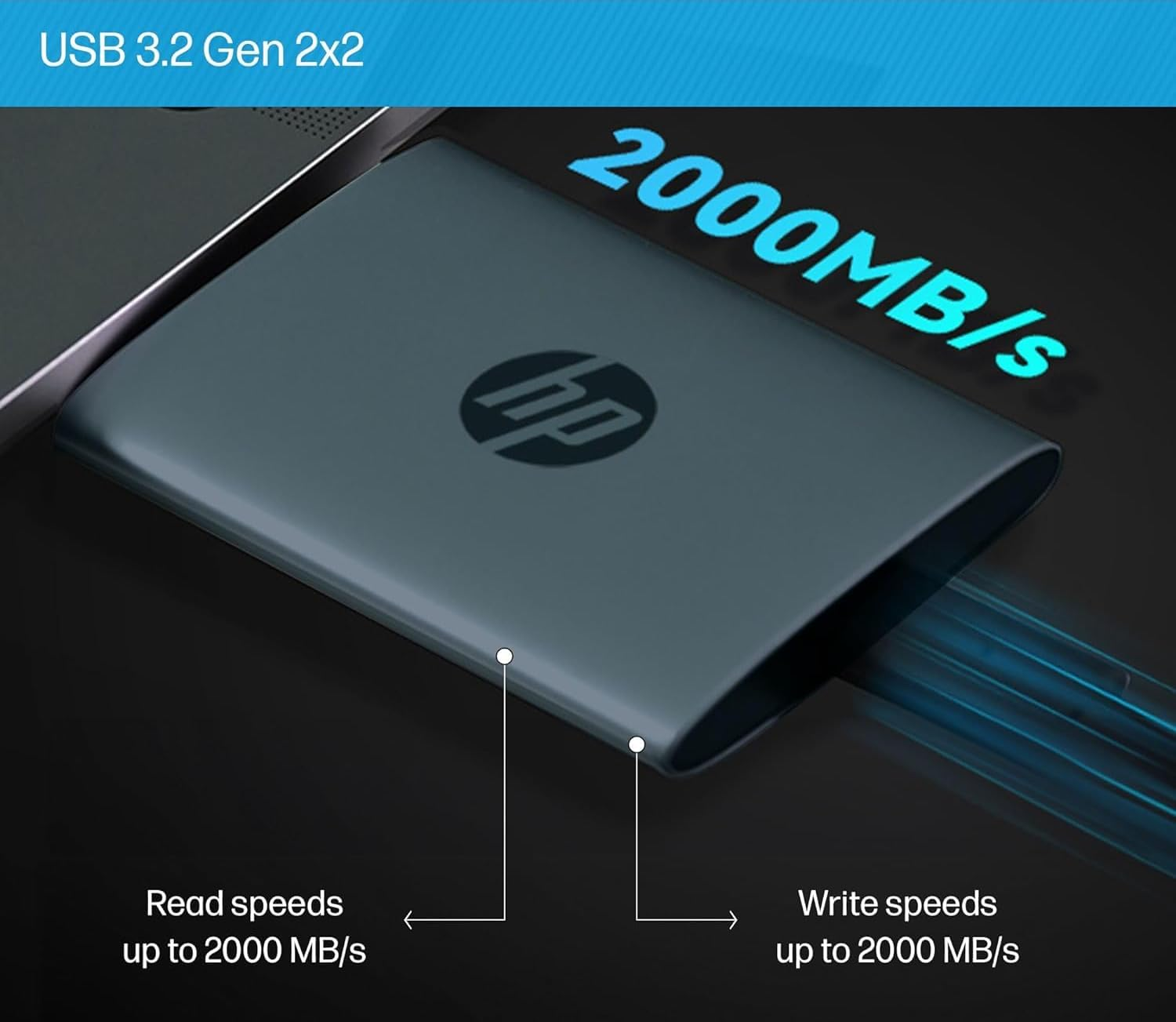 HP P900 1TB 2000MB/S-2000MB/S Type-C 3.2 Ps4-Ps5-Pc-Phone-Tablet-Camera Compatible External Portable SSD Black - 7M693AA image number 5