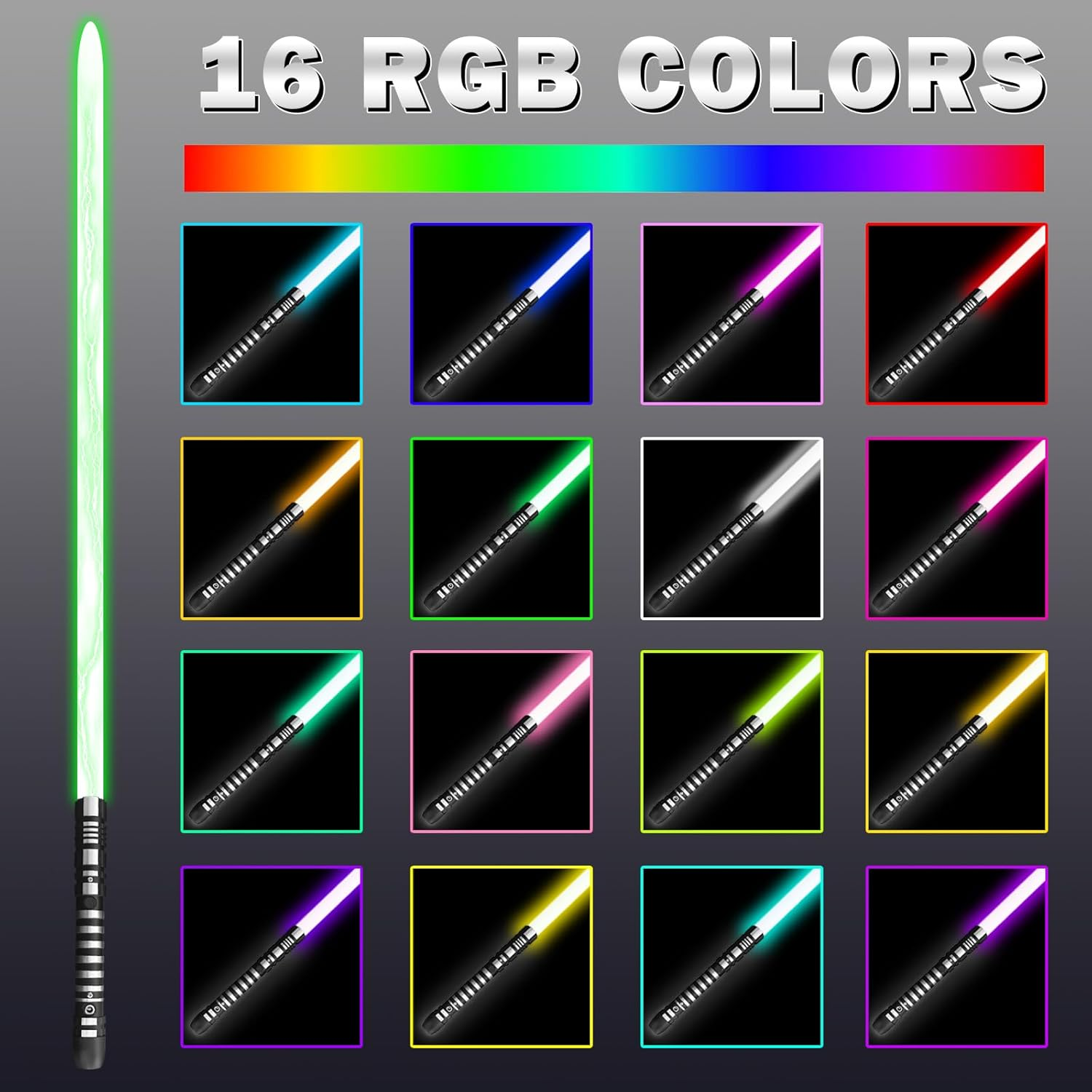 YDD Genius Lightsaber, Upgraded RGB 16 Colors, 4 Sound Modes, Rechargeable Light Saber Toy with Sturdy Metal Handle, USB Charge, Suitable for Children and Adults Dress up & Pretend Play (99Cm) image number 6