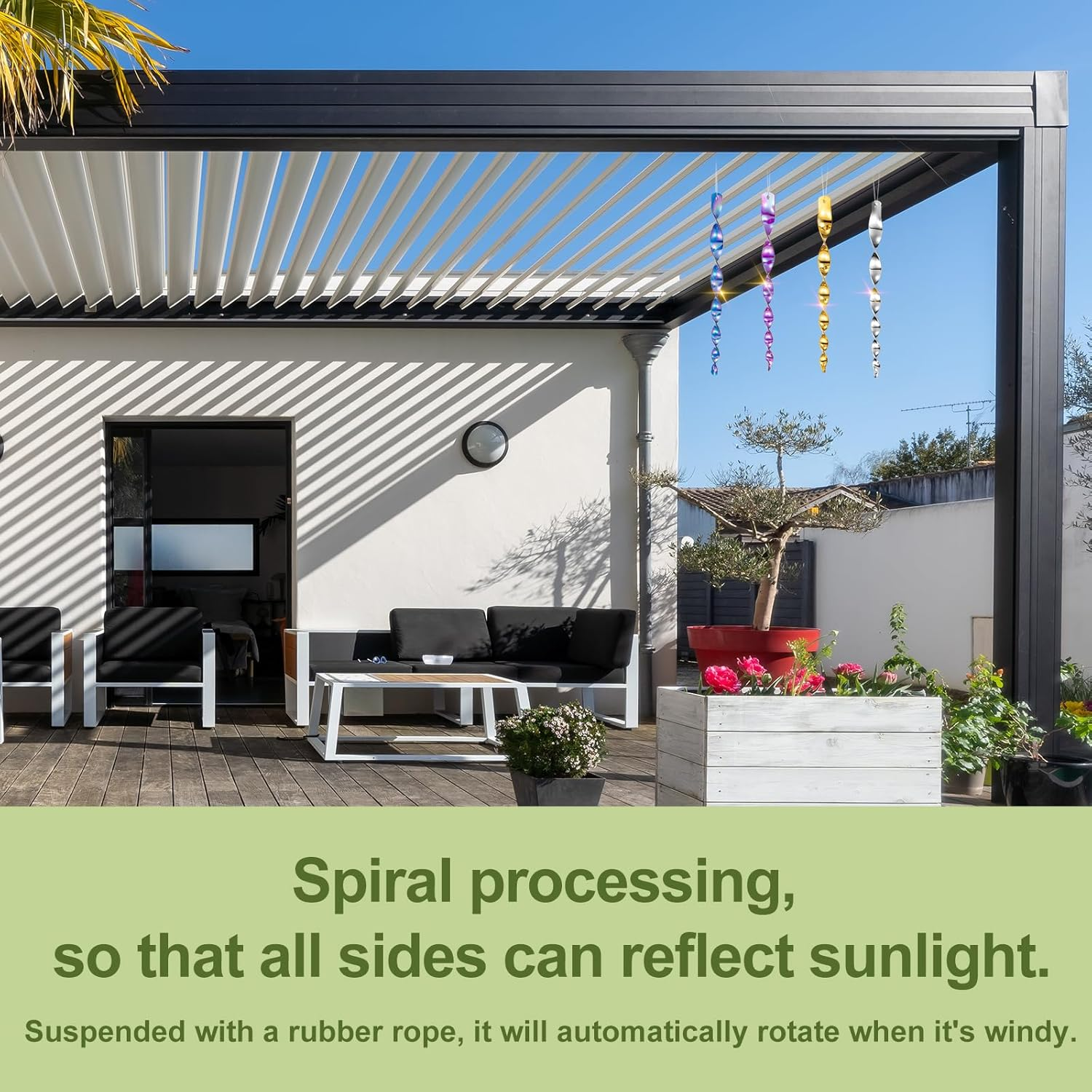 OFFO Large Bird Deterrent Scarer Rods, 40Cm(15.7 Inches) Reflective Bird Repellent Device Outdoor Bird Scarer to Keep Pigeon and Woodpecker Away from Garden or Yard, 10 Pcs,Silver image number 1