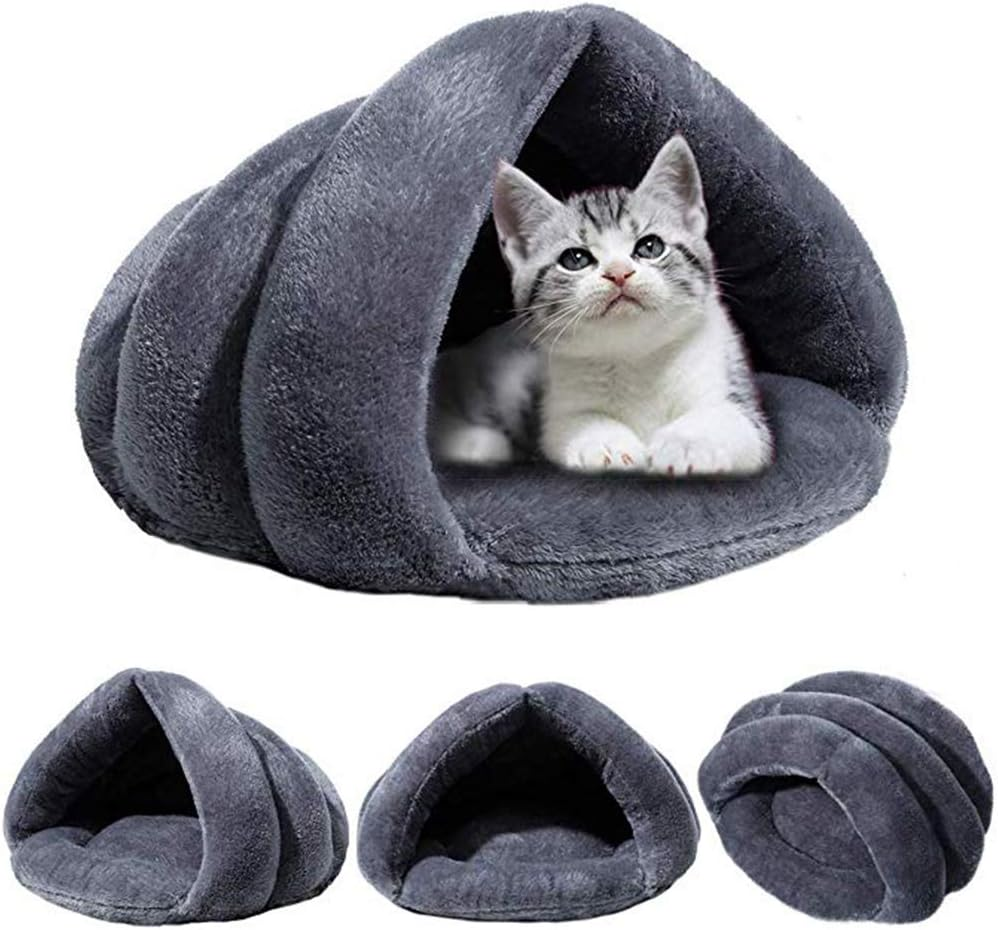 Beskie Pet Tent Cave Bed for Small Medium Cats Dogs Pets Sleeping Bag Thick Fleece Warm Slipper Dog Bed Cuddler Burrow House Hole Igloo Nest Cozy Triangle Bed for Cat Puppy image number 4