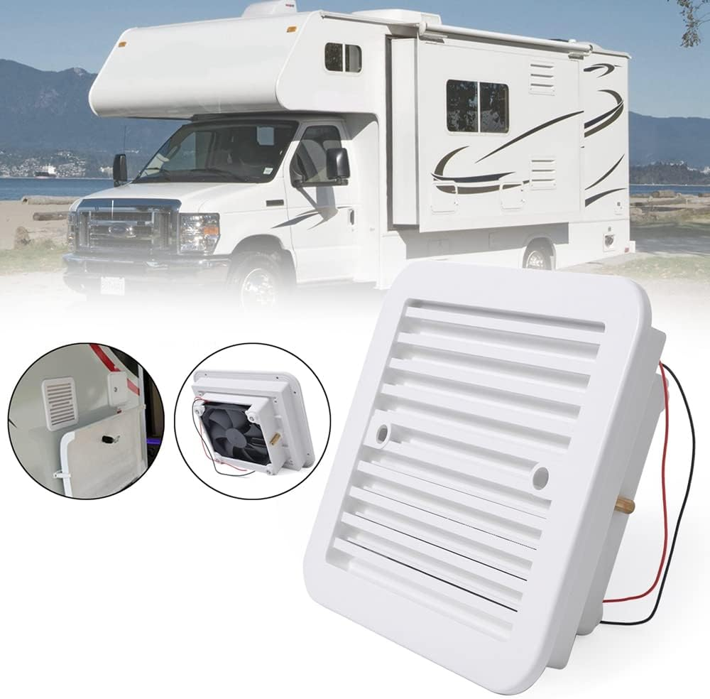 Areyourshop 12V Exhaust Fan RV Caravan Side Air Trailer Vent Ventilation Cooling Mute - Durable Weatherproof Plastic, Suitable for Rvs, Trailers, and Motorhomes, Low Power Consumption, High RPM image number 1