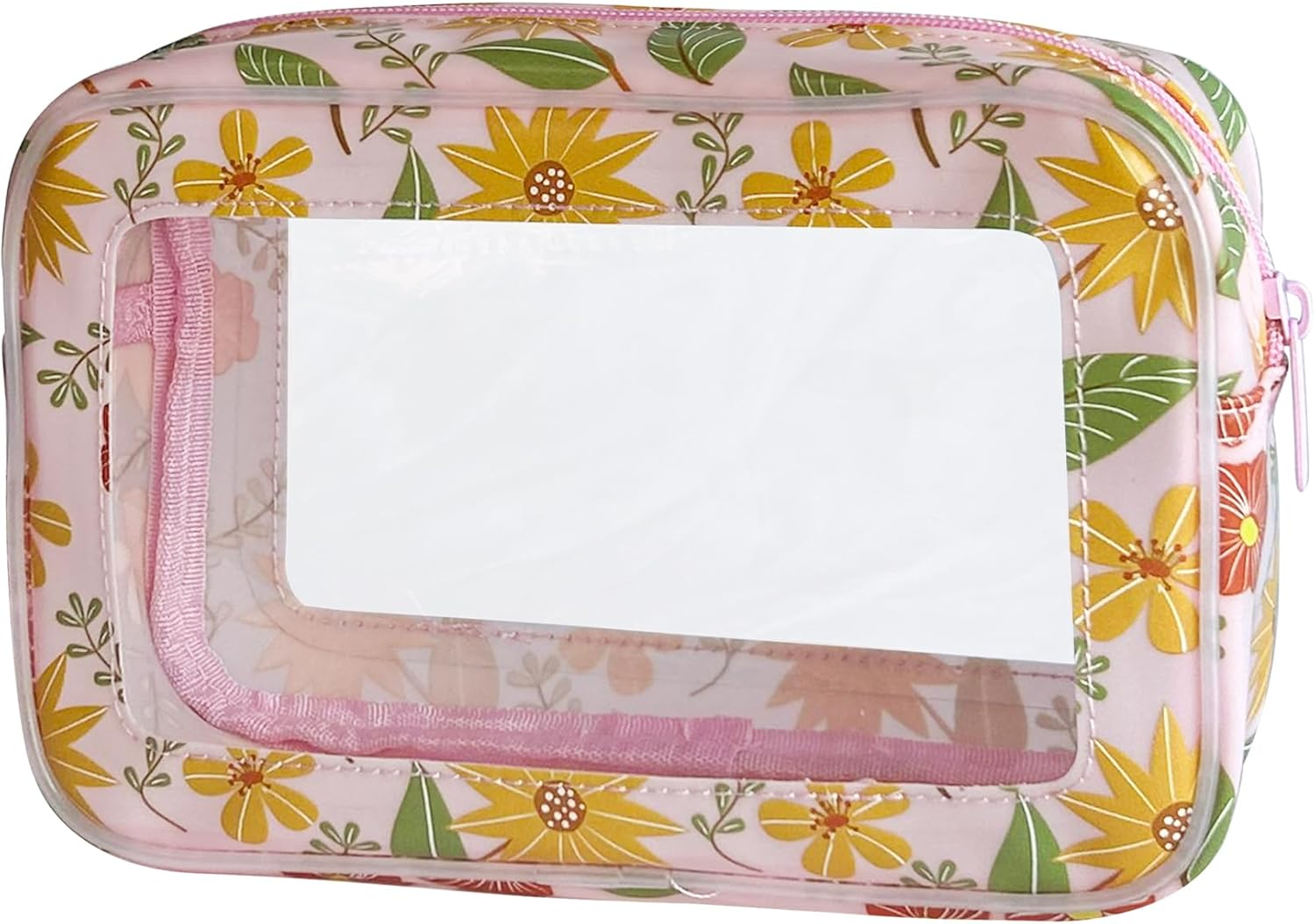 Toteprint Transparent Waterproof Cosmetic Bag Made of PVC with Floral Pattern, 21 X 13.5 X 7 Cm, Travel Organiser for Day Care, Men and Women, Red Flowers, Modern image number 4