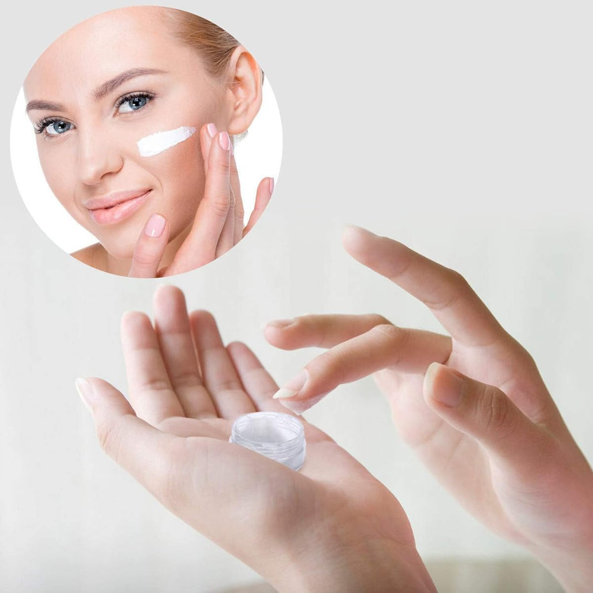 Jade Deals 50PCS 5G Transparent round Cosmetic Cream Jar Bottle, Refillable Sample Container with Diamond & Flat Lids image number 6