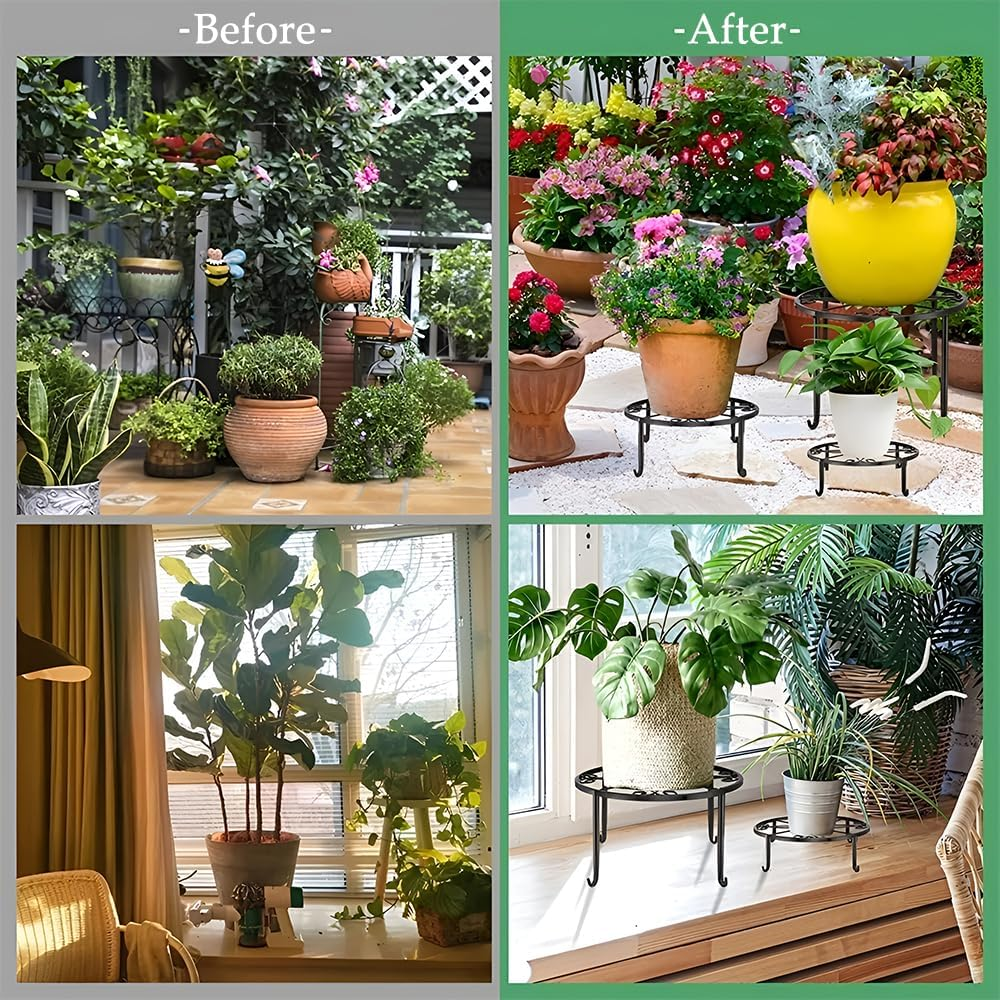 5 Pack Metal Plant Stand for Outdoor Indoor Plants Heavy Duty Flower Pot Stands for Multiple Plant Rustproof round Flower Pots Holder for Home Garden image number 2