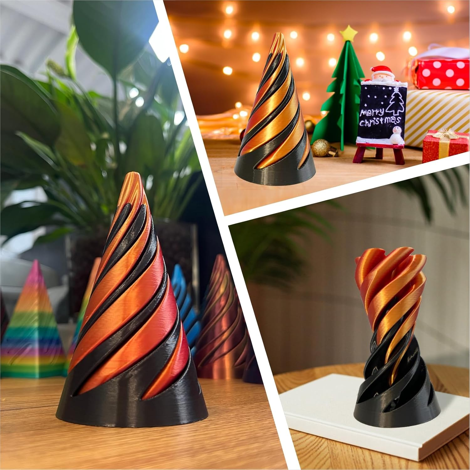 Impossible Cone-3D Printed Spiral Cone Fidget Toy, Helix Nut Spiral Cone Fidget Toy, 4Inch Impossible Pyramid Passthrough Sculpture Pass through Pyramid for Home Office Desk Stress Relief image number 3