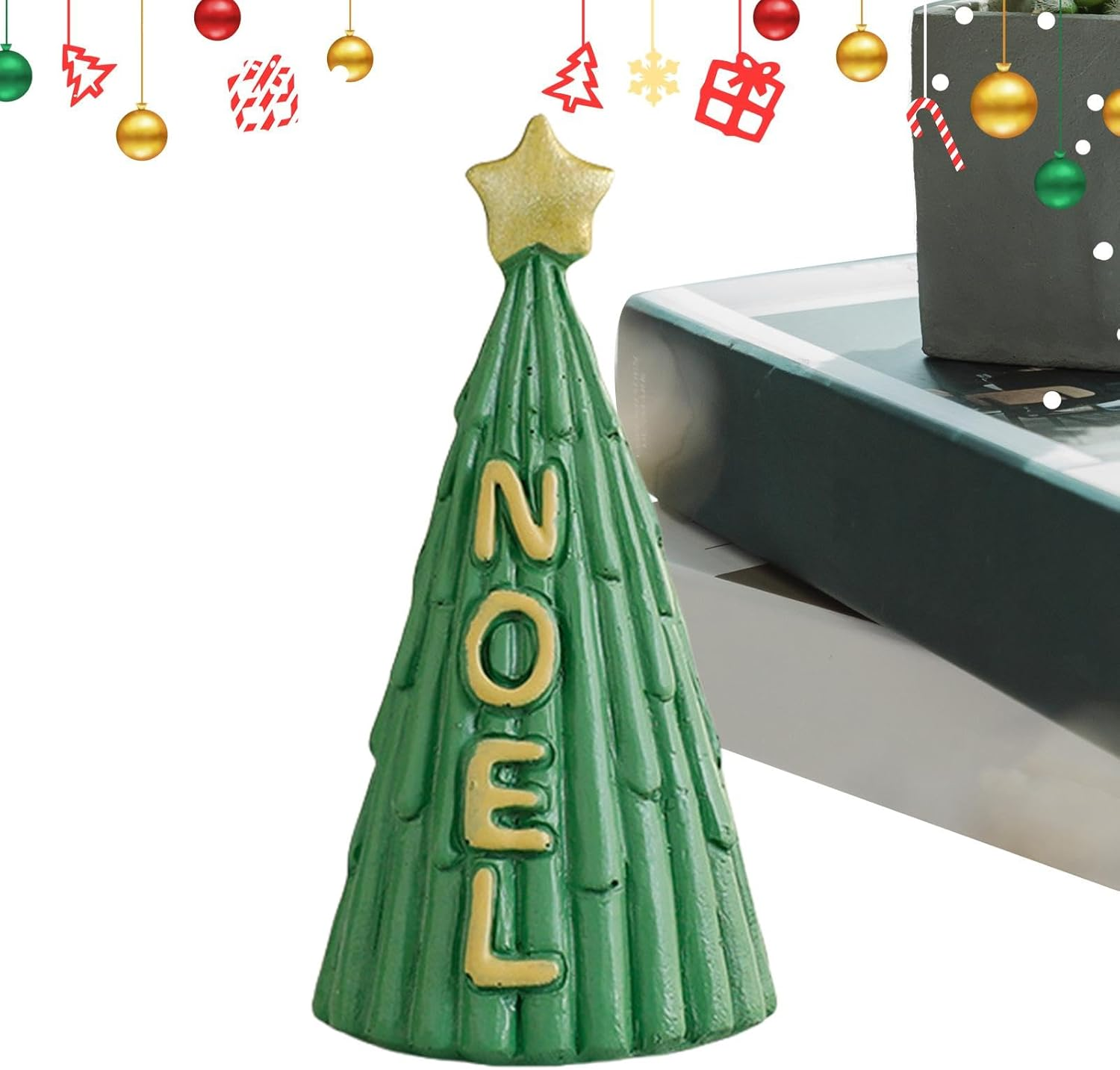 Resin Christmas Tree Figurines - Miniature Resin Tabletop Christmas Tree | Creative Miniature Christmas Tree Figurine Winter Desktop Ornament Set Statues for Holiday Table Decor