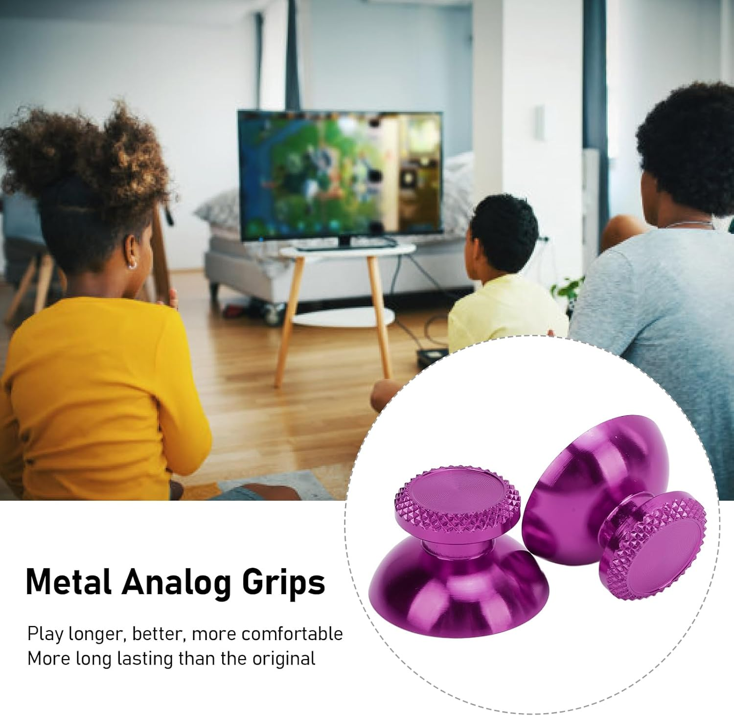 Thumbsticks for PS5 Controller, 2Pcs Metal Thumb Grip Replacement for Handheld Game Console, Aluminum Alloy Analog Thumb Sticks Accessories (Purple) - Purple image number 6