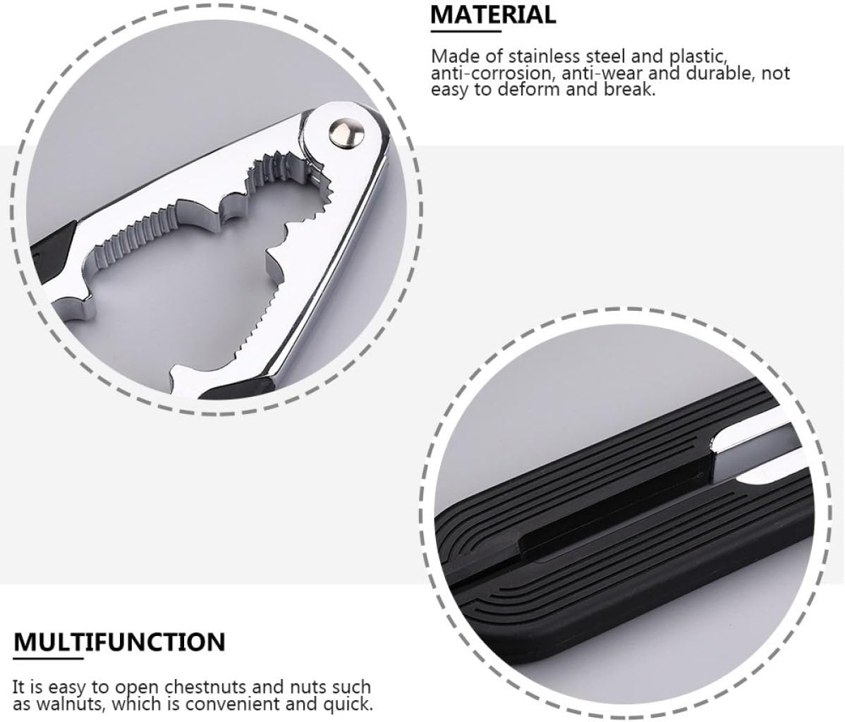 HINTRMENT Stainless Steel Nut Opener with Anti-Slip Handle Household Nut Sheller for Walnuts Pecans Macadamia Chestnuts Lightweight Kitchen Gadget and Peeling