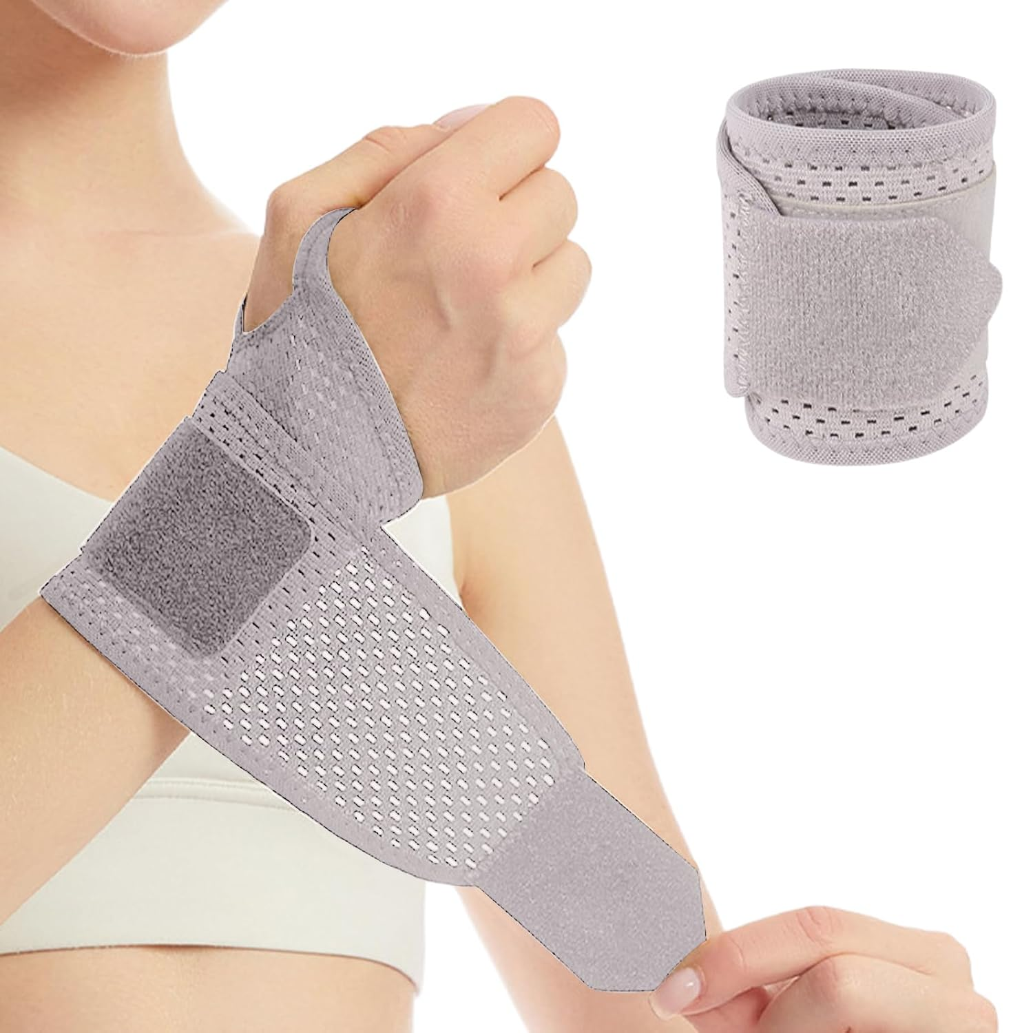 Wrist Bandages Fitness, Breathable Bandage Wrist for Wrist Sprains for Tendonitis or Sports for Left or Right Hand (Black)