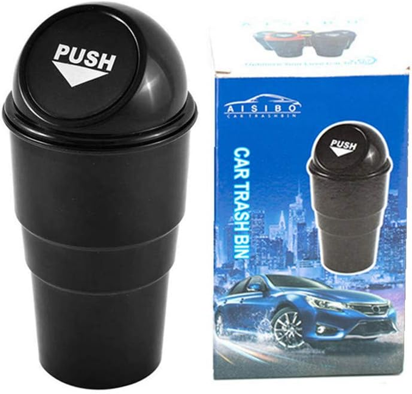 Mini Car Auto Garbage Trash Can Automotive Vehicle Waste Storage Fits Cup Holder for Office Desk Can (Red)