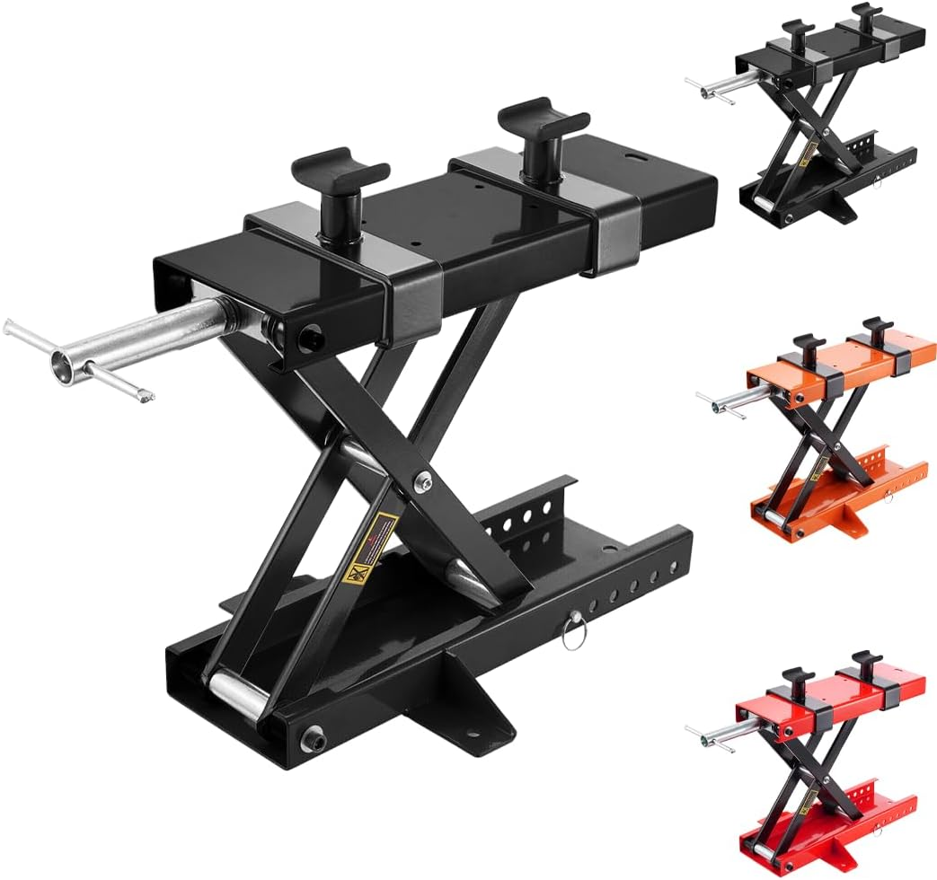 1100Lb/500Kg Heavy Duty Motorcycle Scissor Lift,9-37Cm Adjustable Center Hoist Crank Stand,Lift Working Bench,Steel Scissor Jack for Motorbike,Atv (Black)