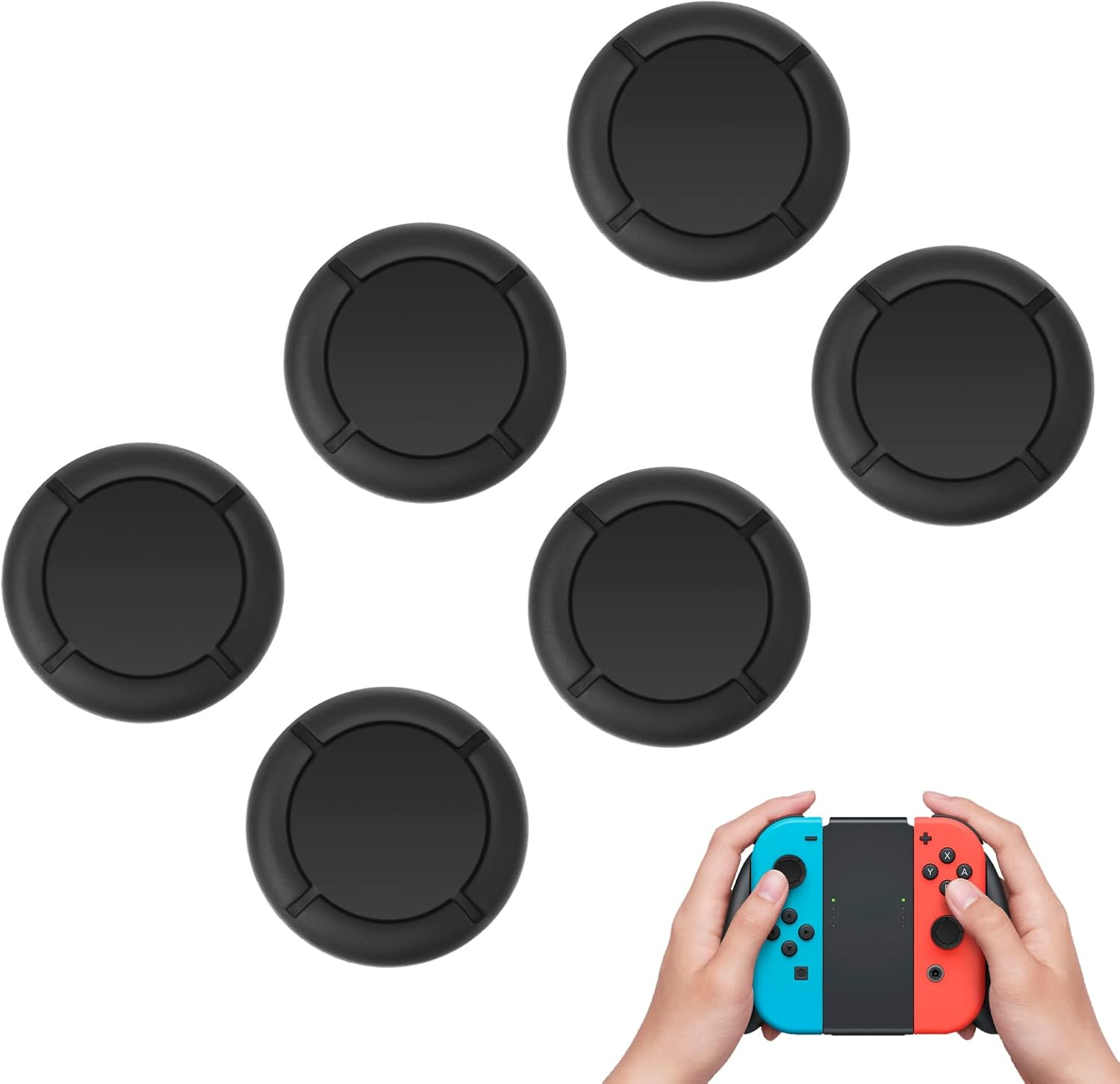 Havenease 6 Pack High Grip Silicone Joystick Covers for Nintendo Switch Controllers, Non-Slip Protective Covers Compatible with Switch Lite/Switch 2 Accessories (Black) image number 5