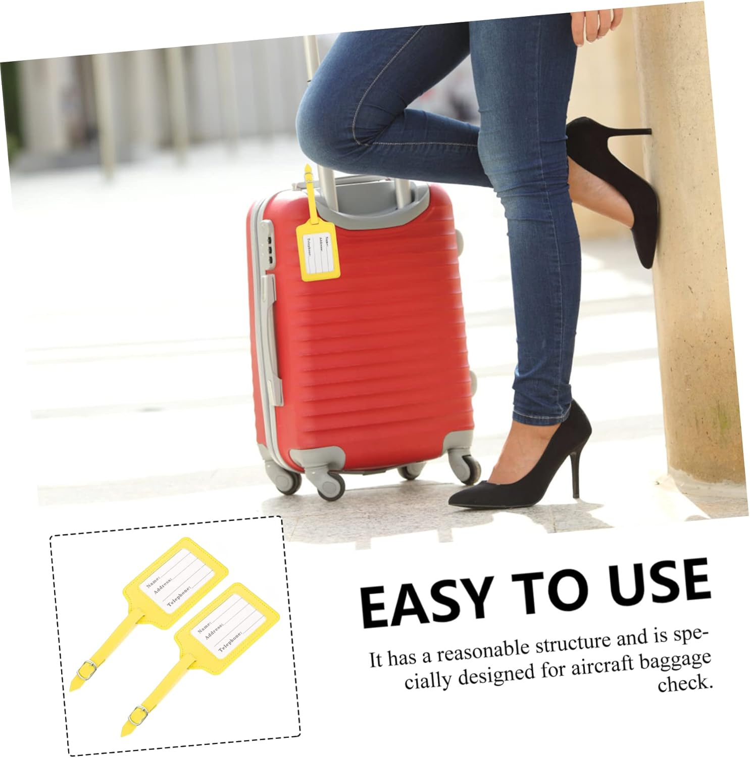 ABOOFAN 2Pcs Stainless Steel Luggage Tags Baggage Boarding Tags for Air Travel image number 5