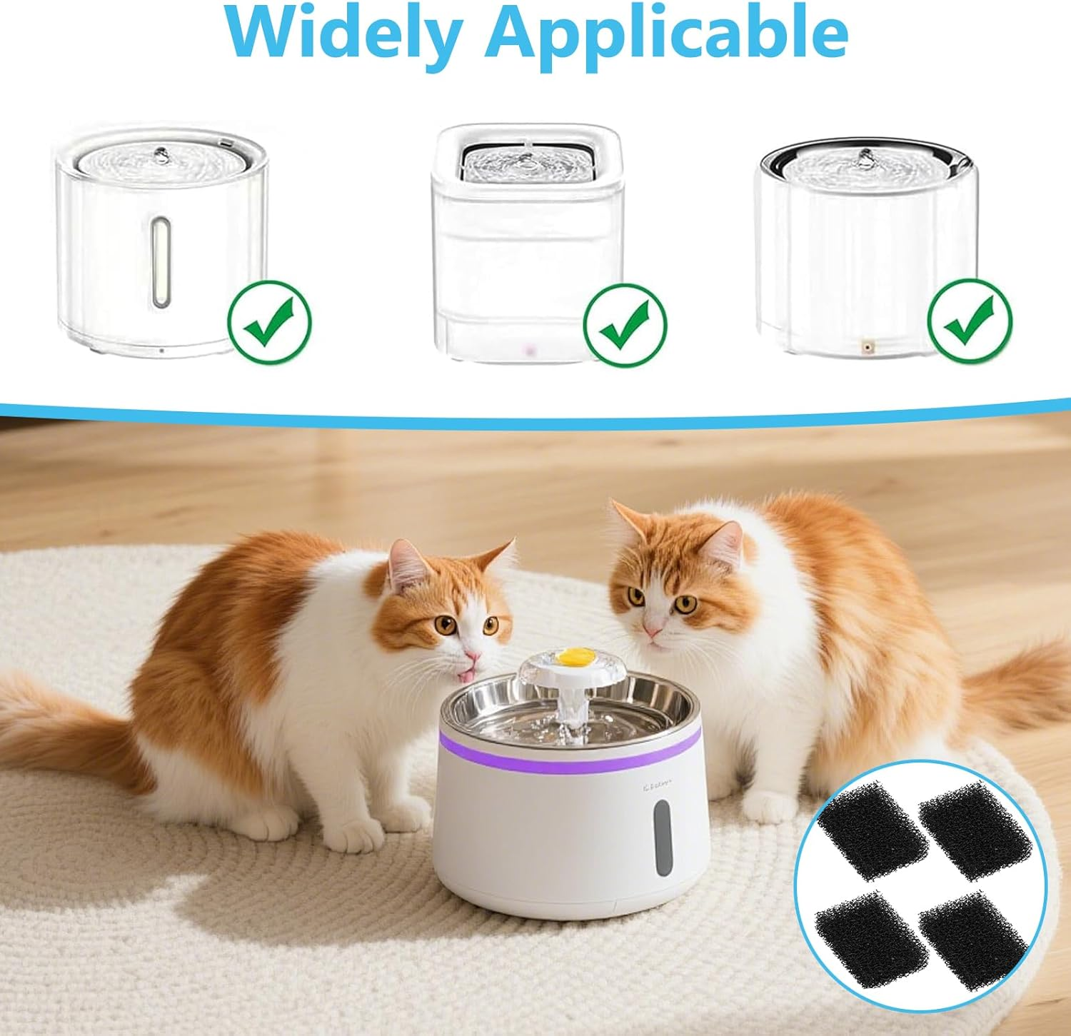 20Pcs Replacement Foam Filters for Pet Water Fountain | Compatible with PETKIT Eversweet 3 Pro, Solo 2 & Solo SE Cat Fountains | Keep Drinking Water Clean & Fresh image number 6