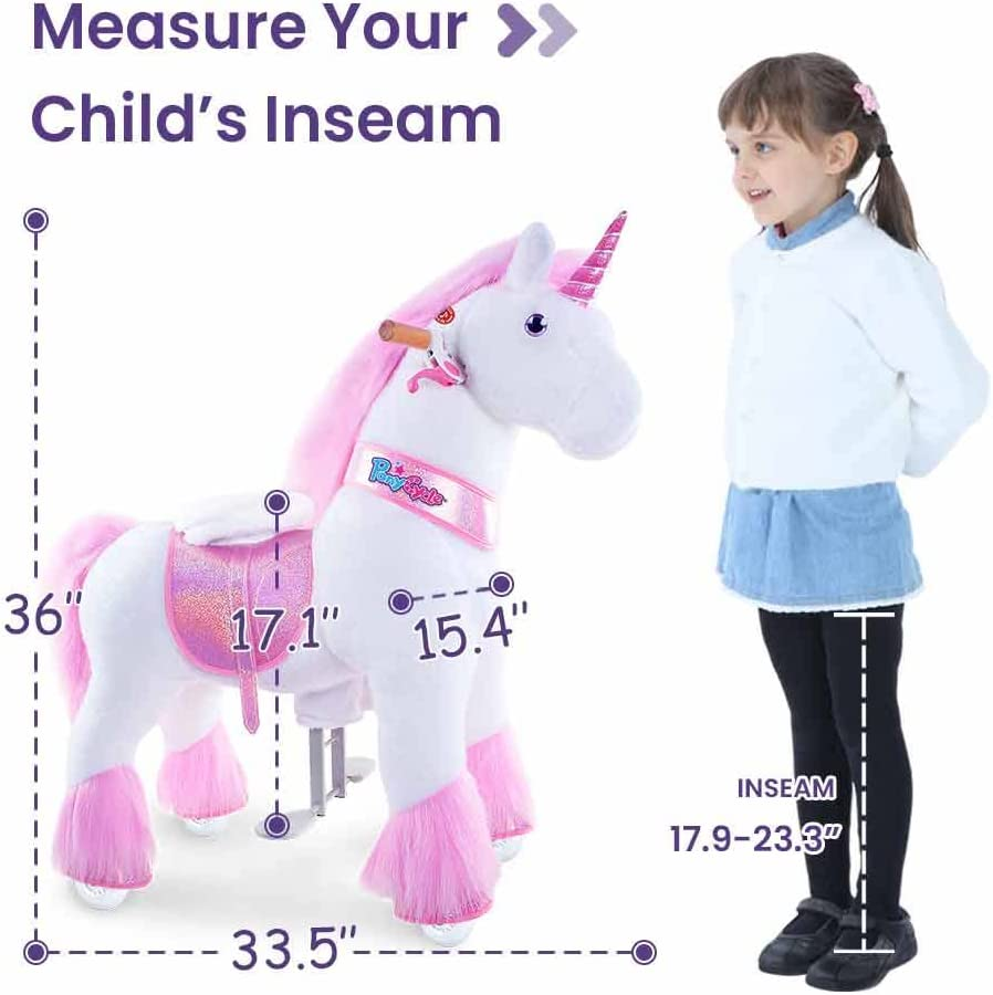 Ponycycle Official Classic U Series Ride on Horse Toy Plush Walking Animal Pink Unicorn U4 for Age 4-9 U402 image number 5