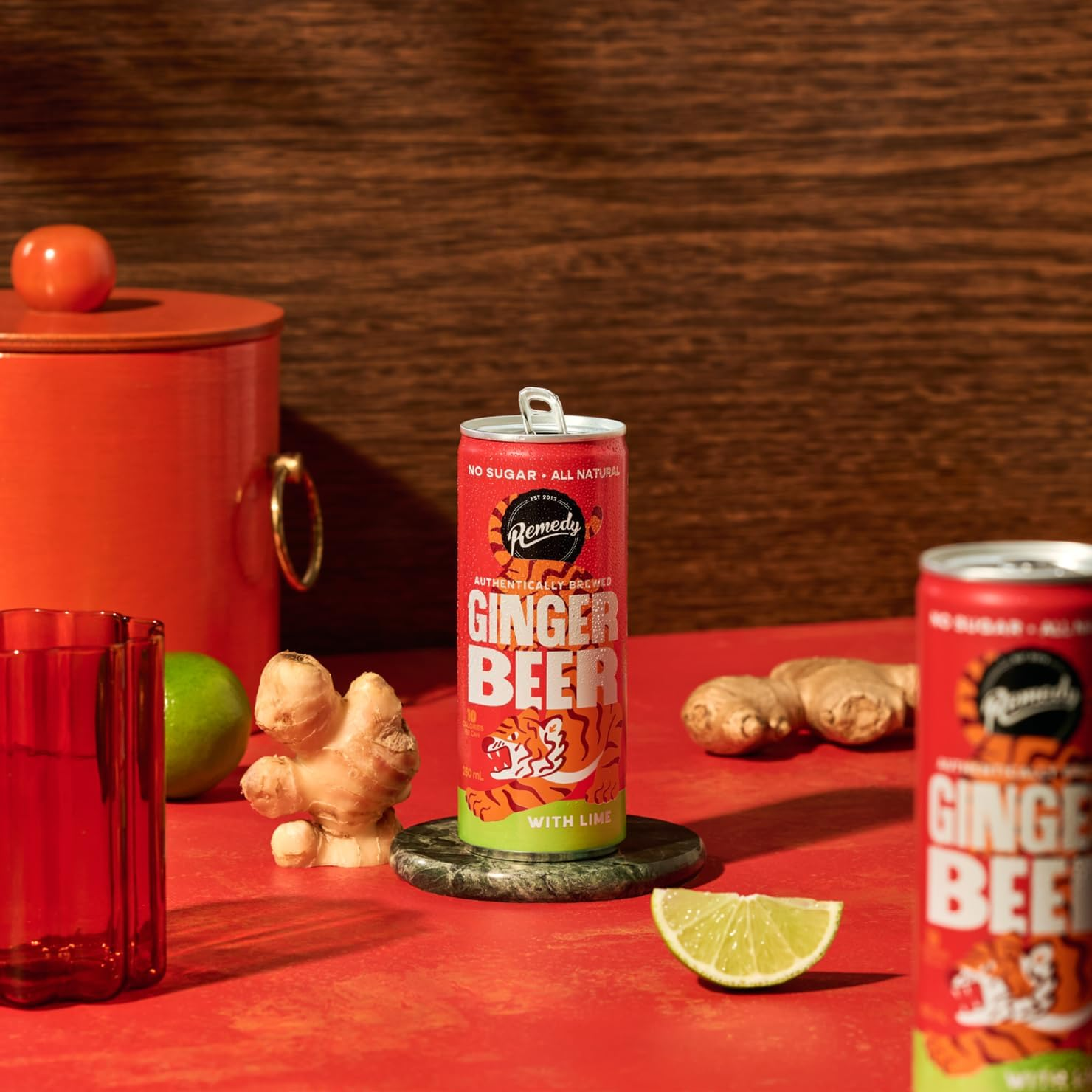 Remedy Ginger Beer with Lime - No Sugar, Real Aussie Ginger, Vegan, Gluten Free, No Artificial Colour or Flavours - Non Alcoholic - 24 Pack of 250Ml Cans image number 3