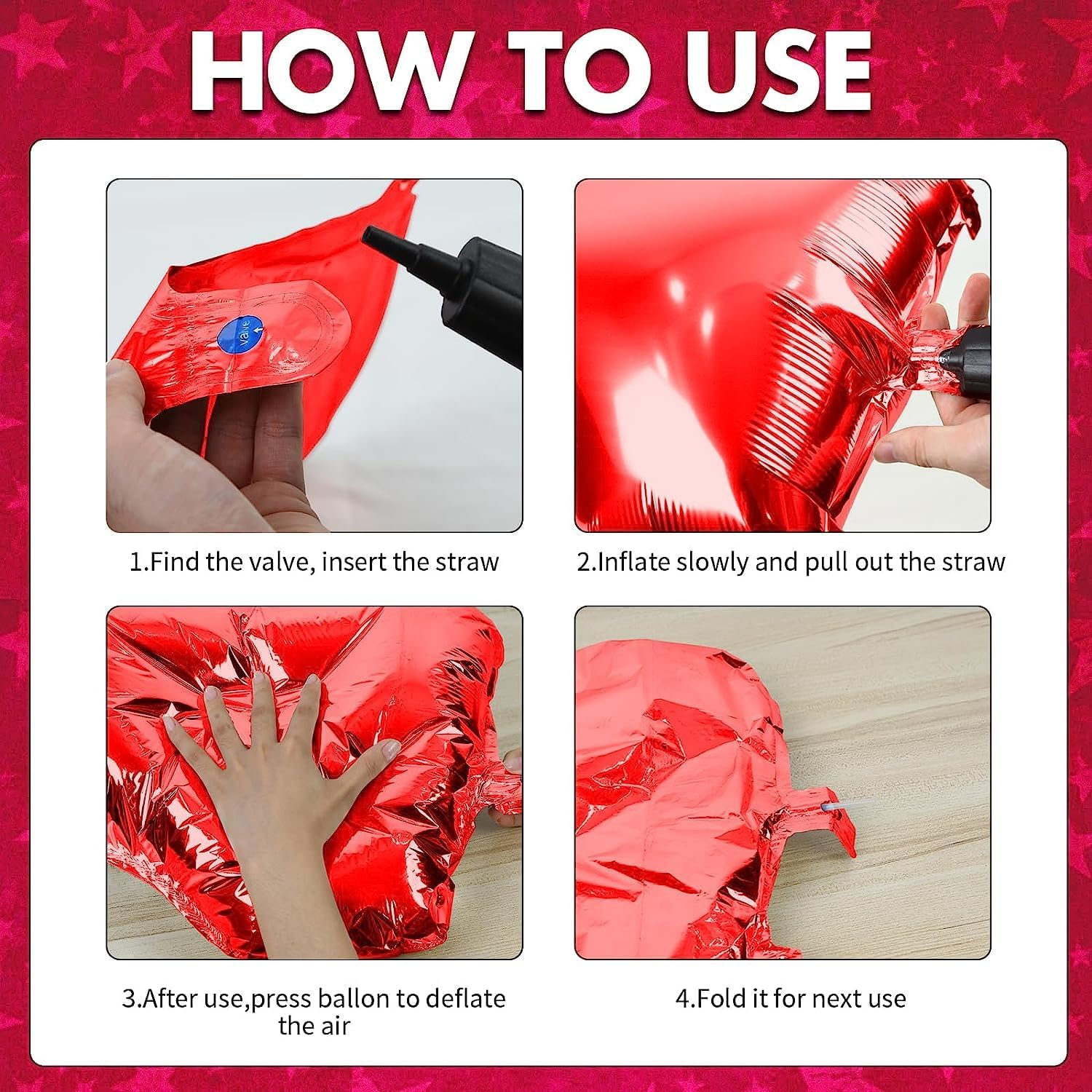 18" Star Balloons Foil Balloons Mylar 10Pcs Balloons for Baby Shower, Gender Reveal, Wedding, Magical Prom or Engagement Party Decoration (Red)